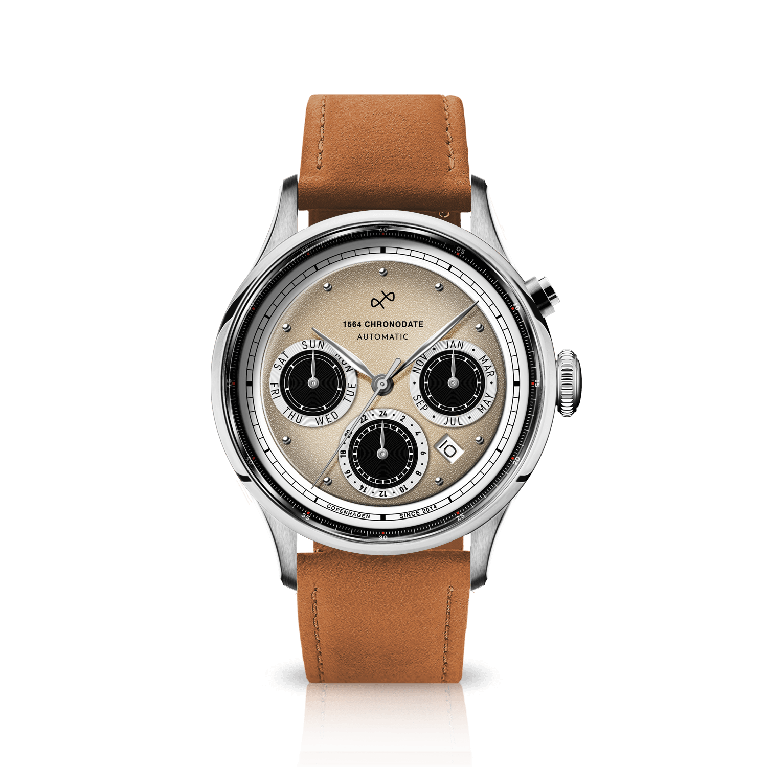 1564 Chronodate Automatic, Steel / Off White | Free engraving | AV86