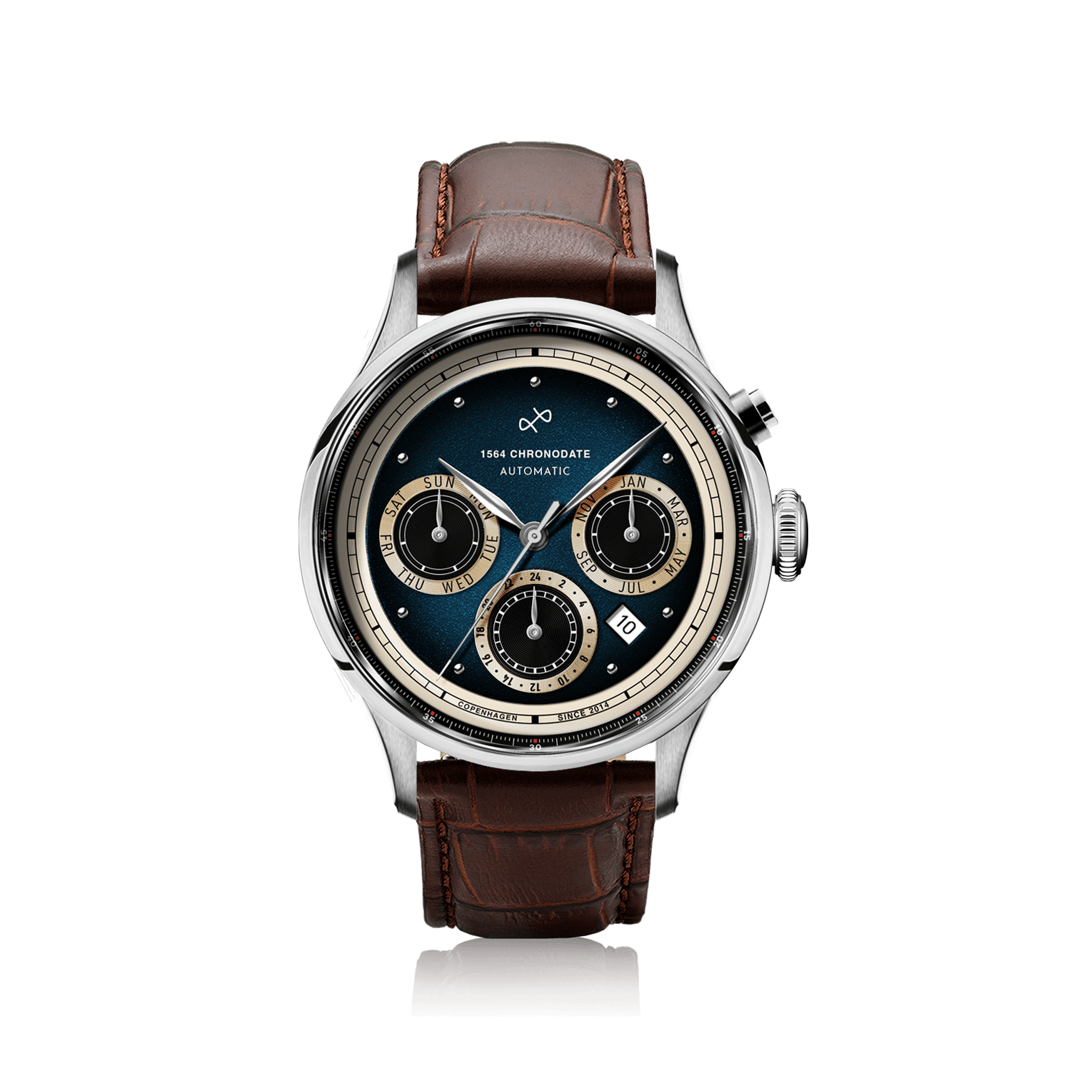 1564 Chronodate Automatic, Steel / Blue