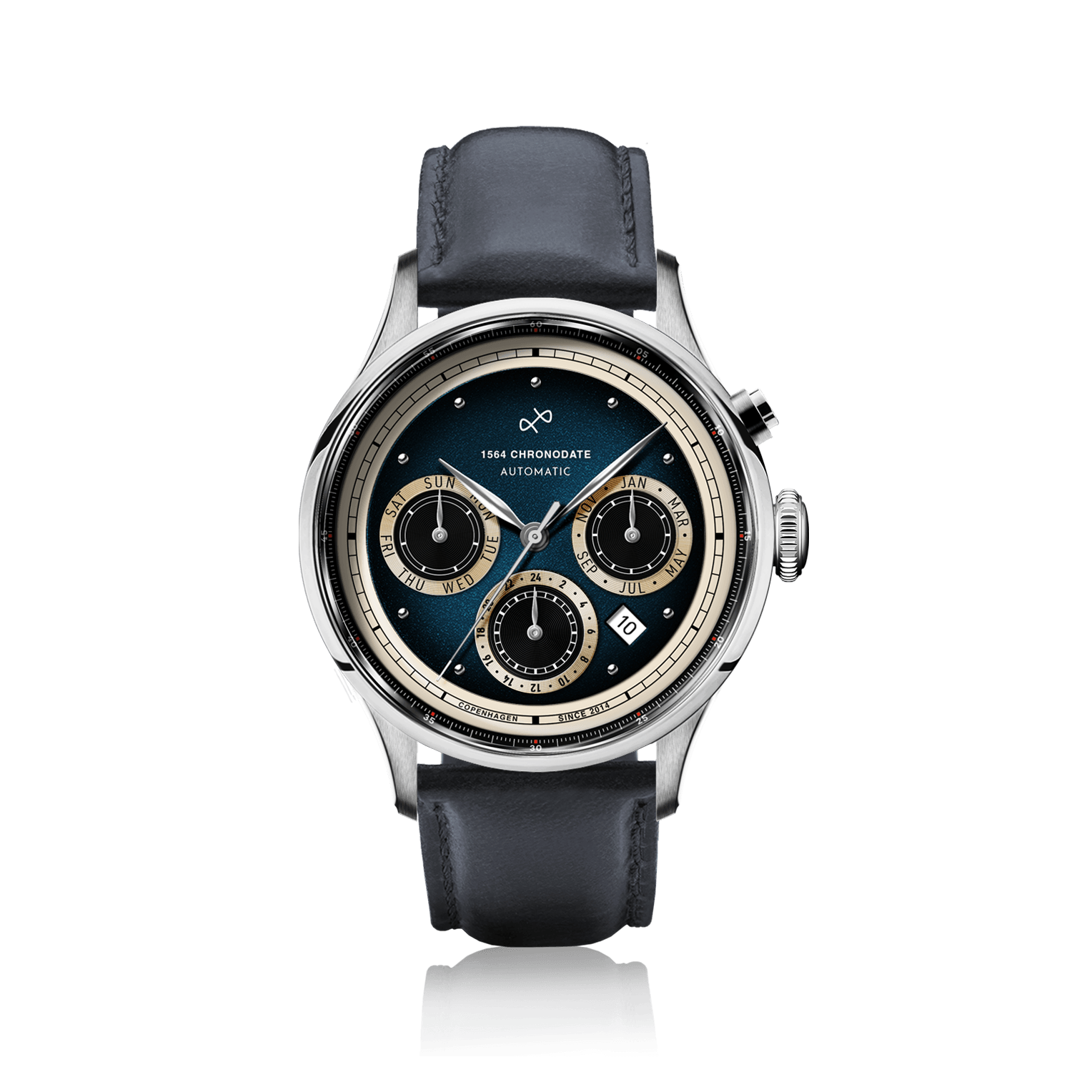 1564 Chronodate Automatic, Steel / Blue