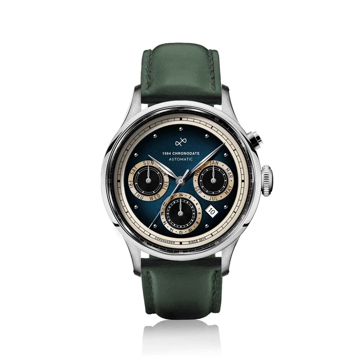 1564 Chronodate Automatic, Steel / Blue