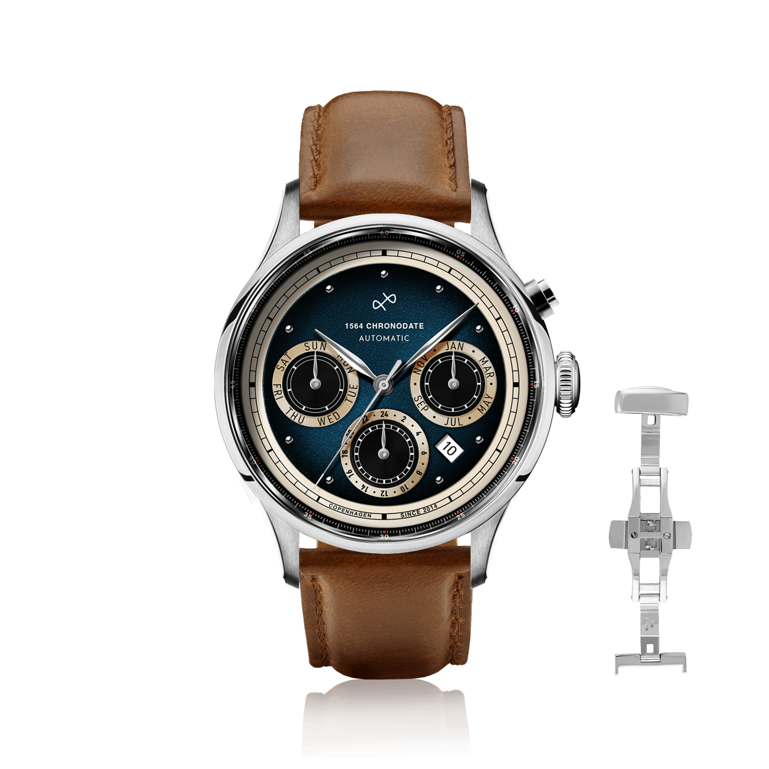 1564 Chronodate Automatic, Steel / Blue