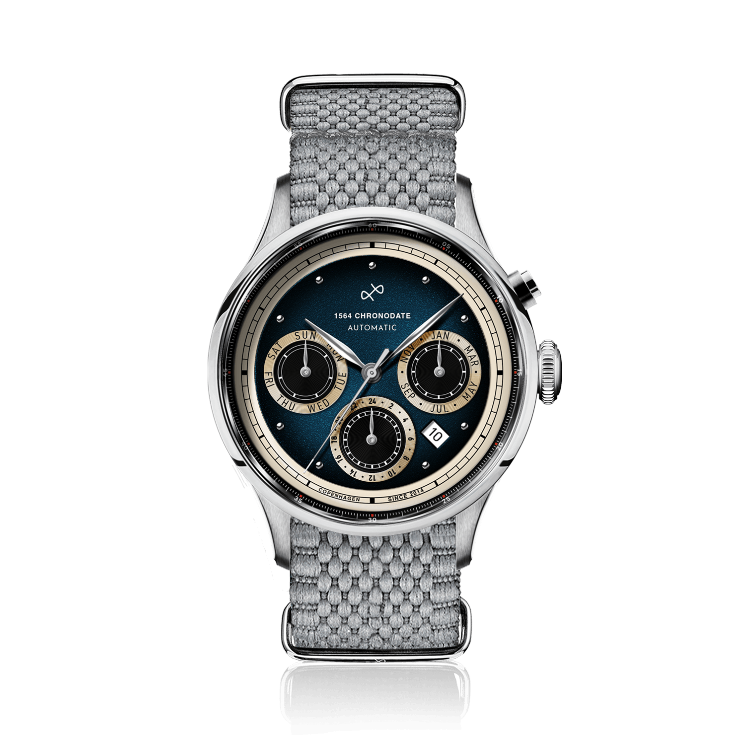 1564 Chronodate Automatic, Steel / Blue