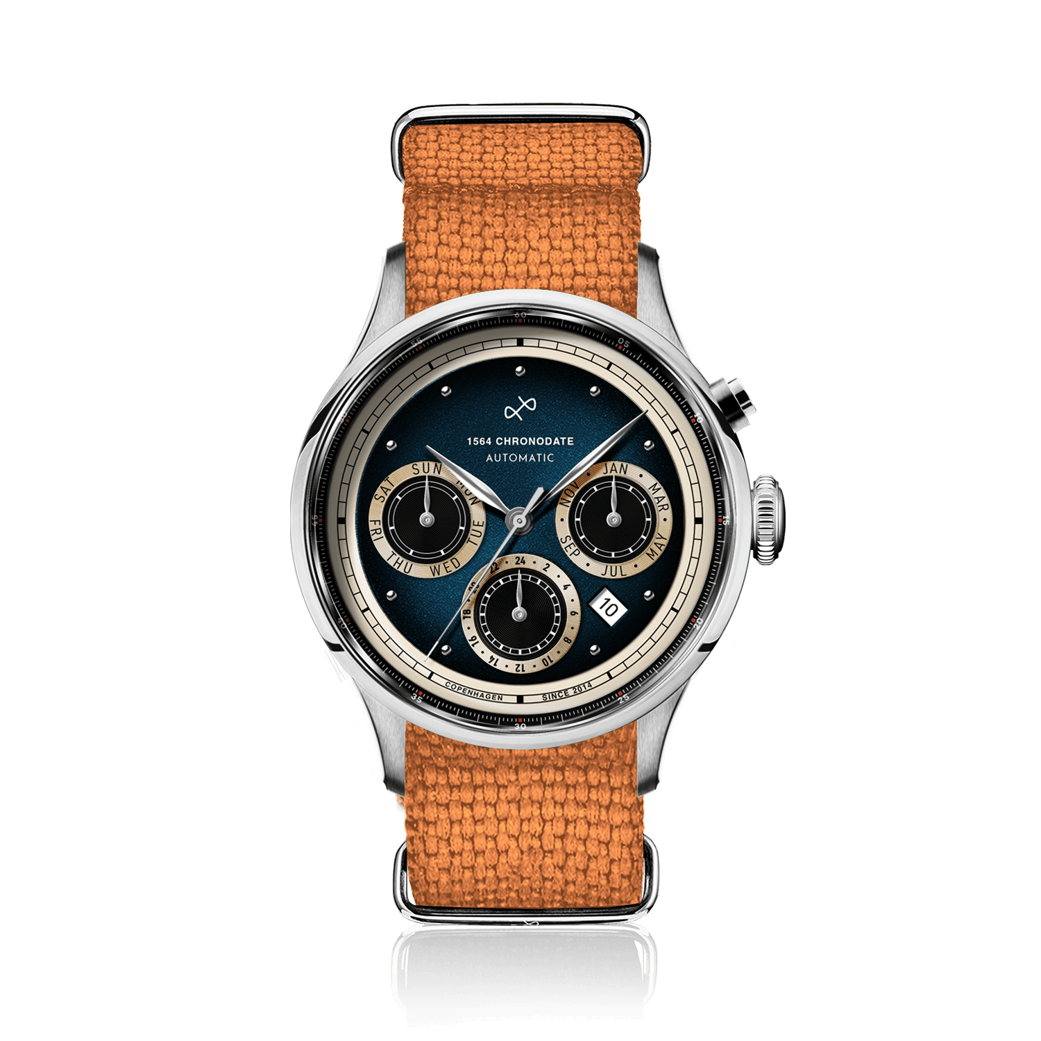 1564 Chronodate Automatic, Steel / Blue