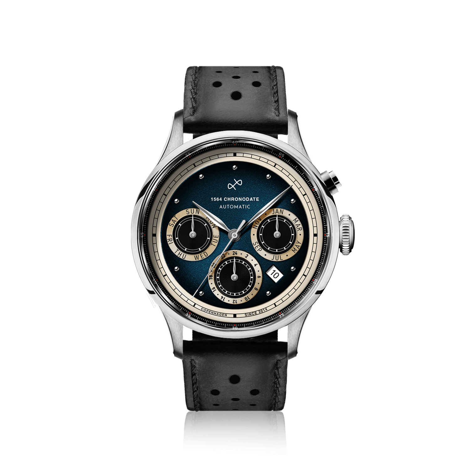 1564 Chronodate Automatic, Steel / Blue