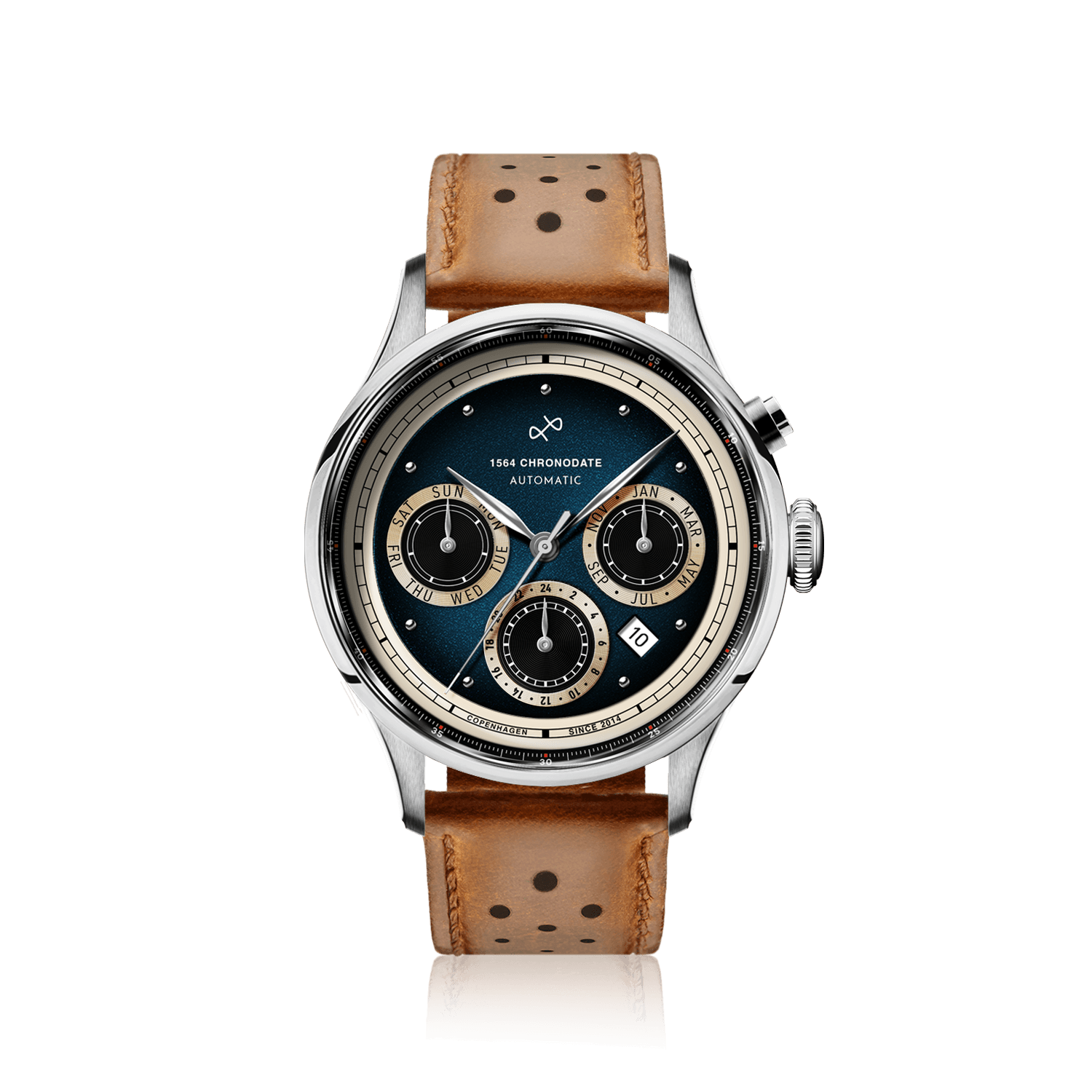 1564 Chronodate Automatic, Steel / Blue