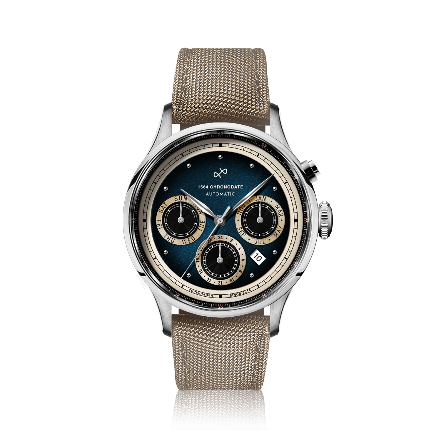 1564 Chronodate Automatic, Steel / Blue