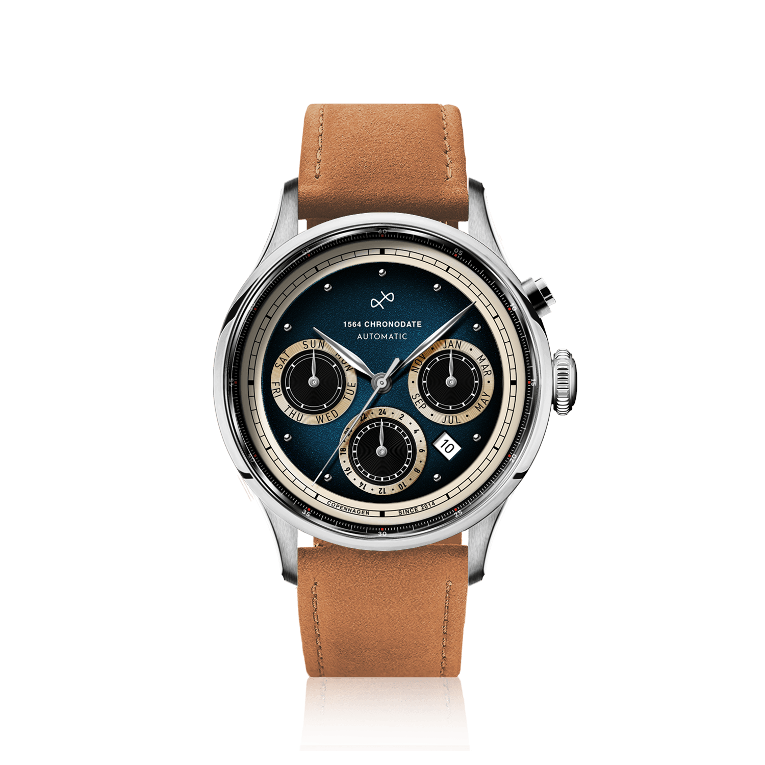 1564 Chronodate Automatic, Steel / Blue