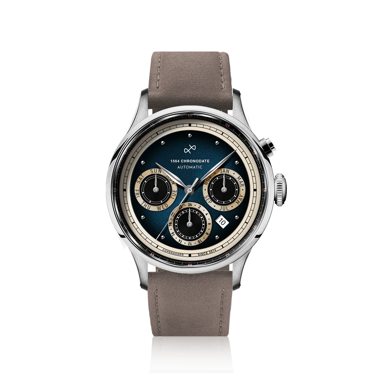 1564 Chronodate Automatic, Steel / Blue