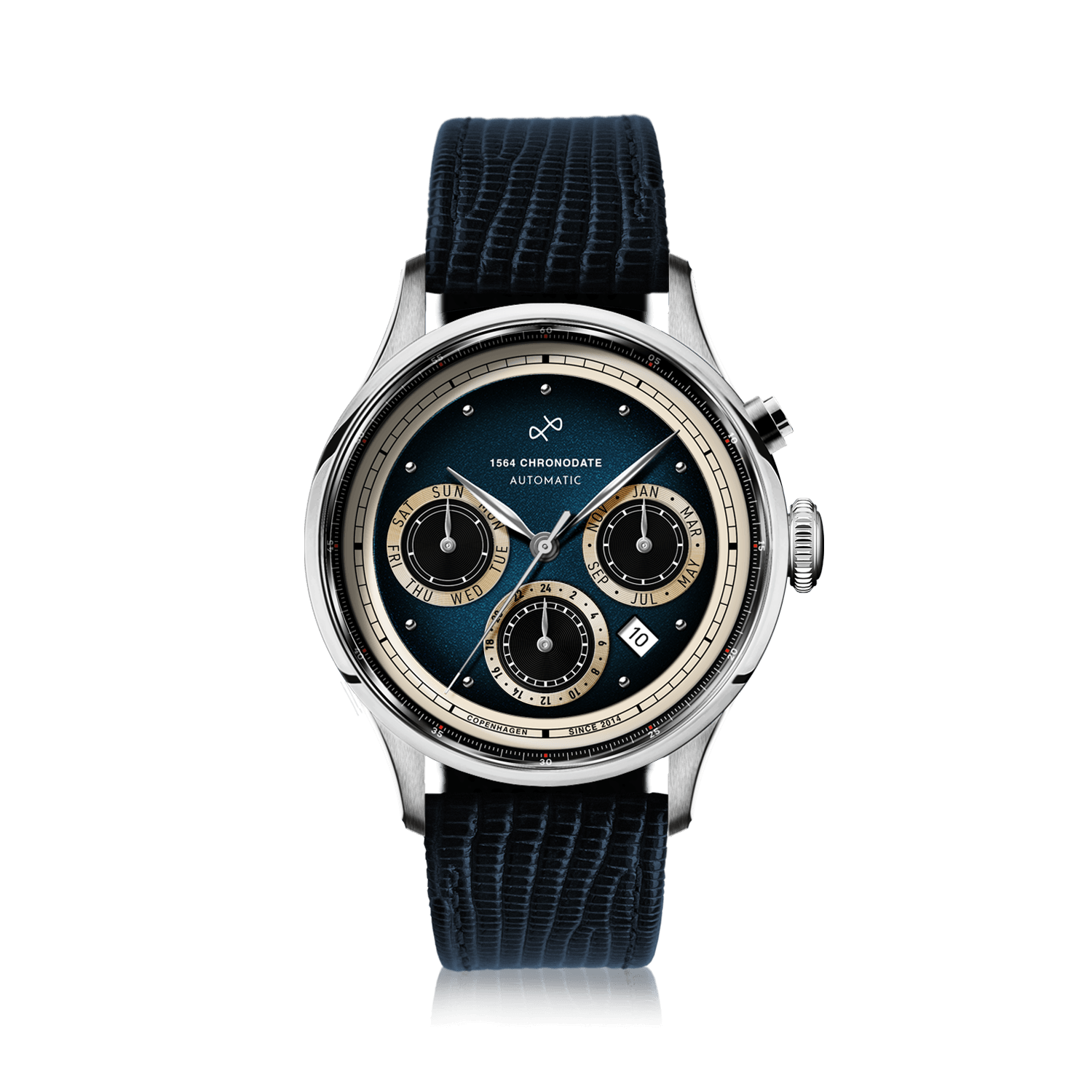 1564 Chronodate Automatic, Steel / Blue