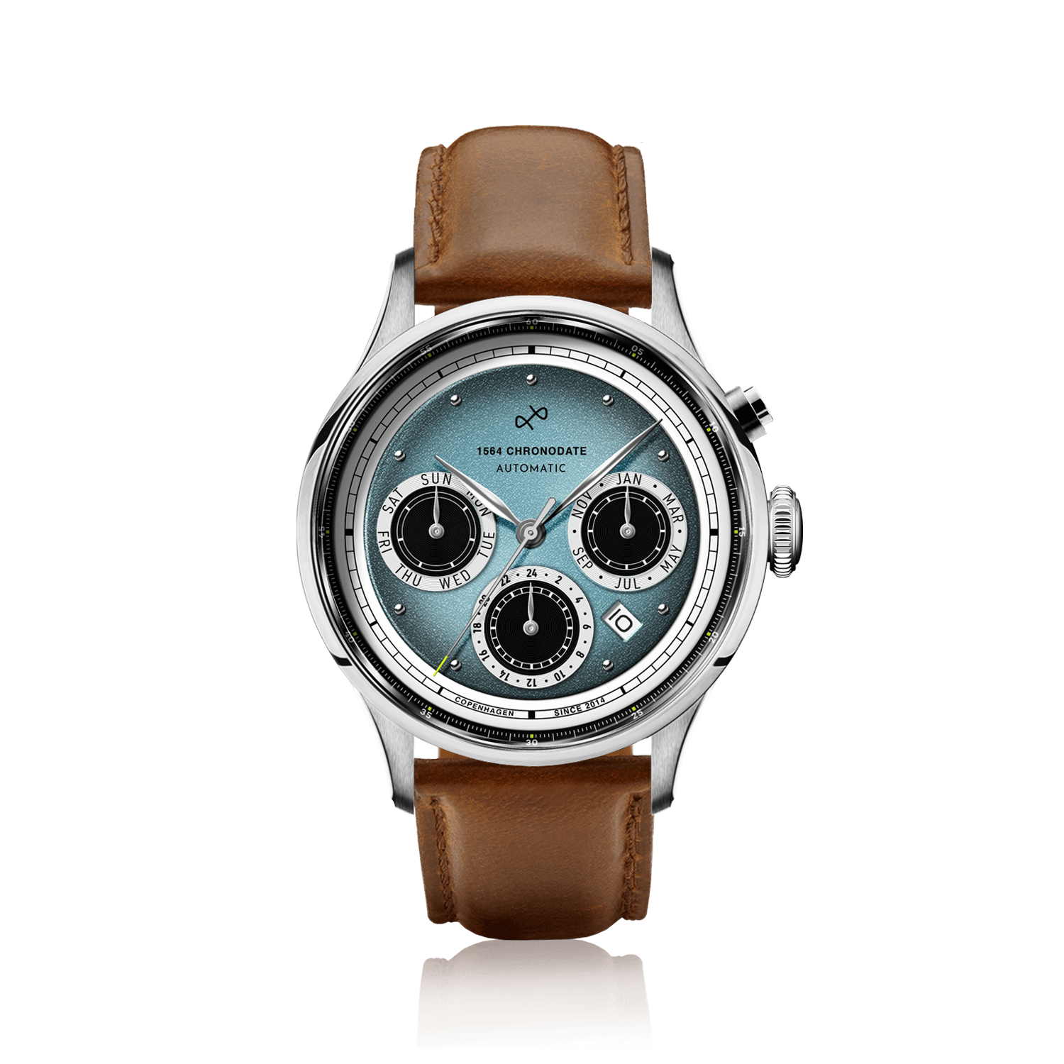 1564 Chronodate Automatic, Steel / Ice Blue