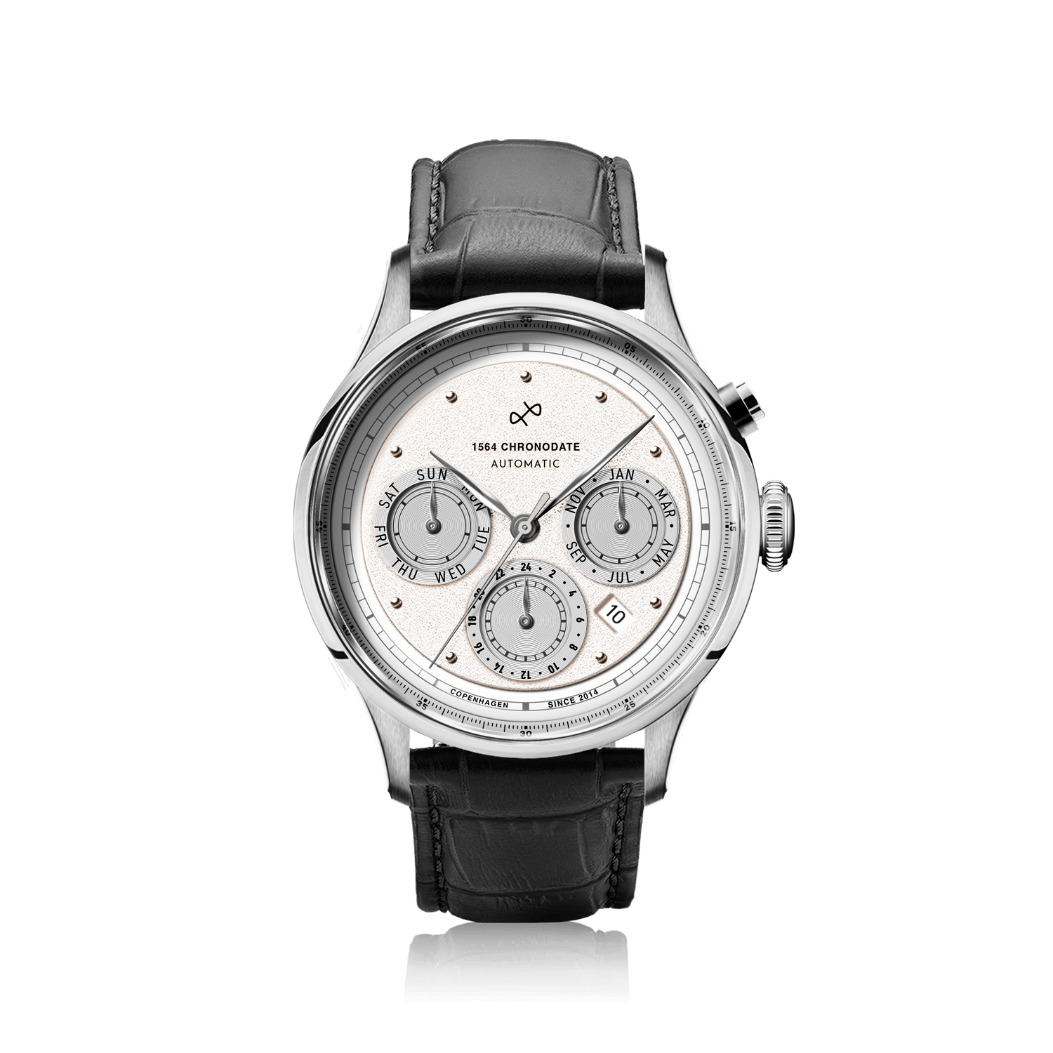 1564 Chronodate Automatic, Steel / White