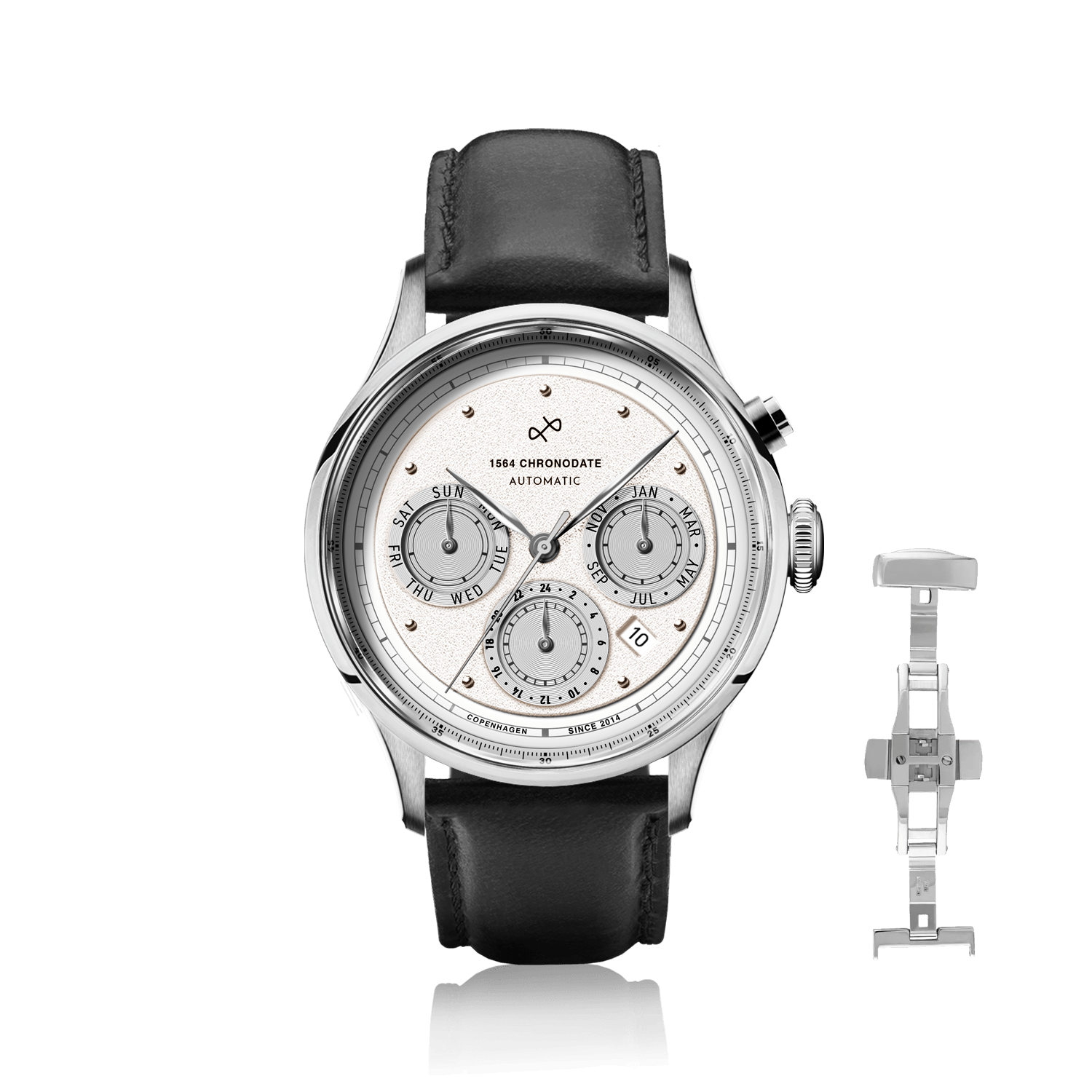 1564 Chronodate Automatic, Steel / White