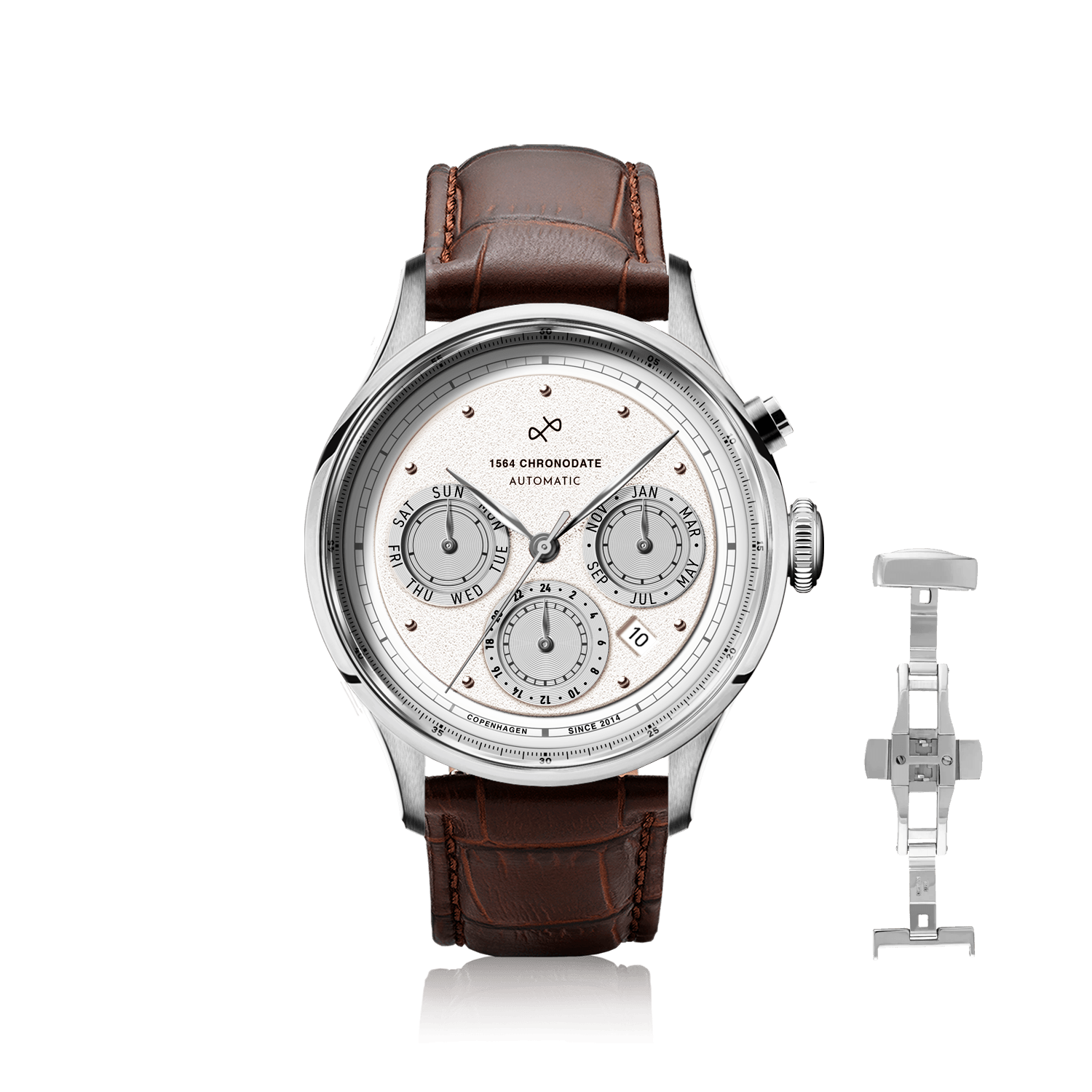 1564 Chronodate Automatic, Steel / White