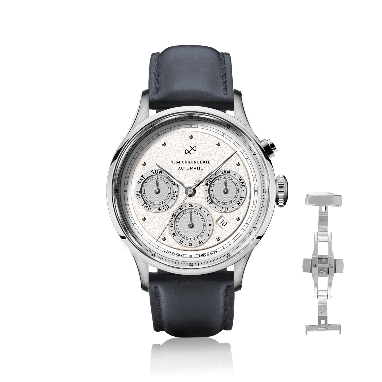 1564 Chronodate Automatic, Steel / White