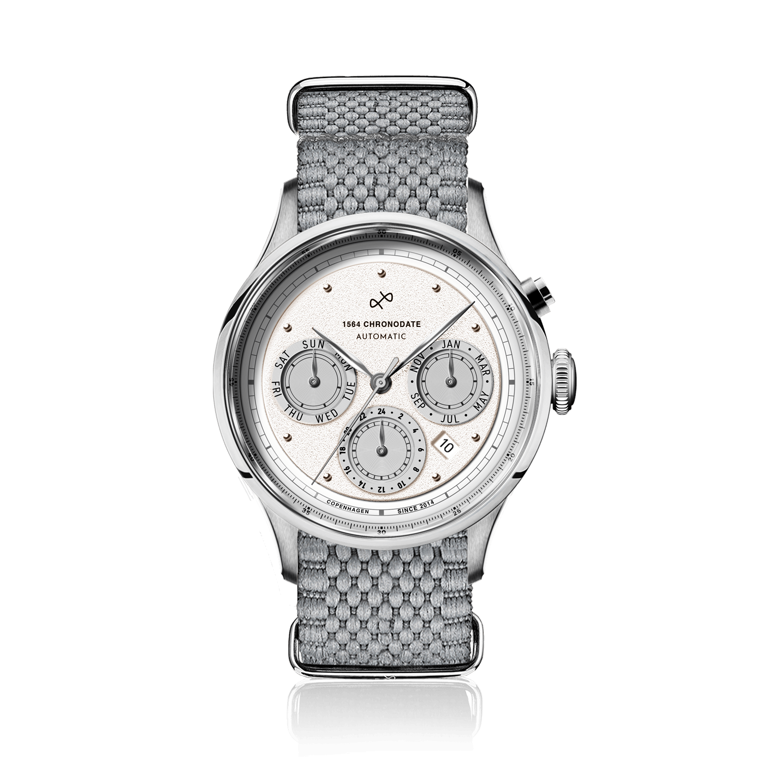 1564 Chronodate Automatic, Steel / White