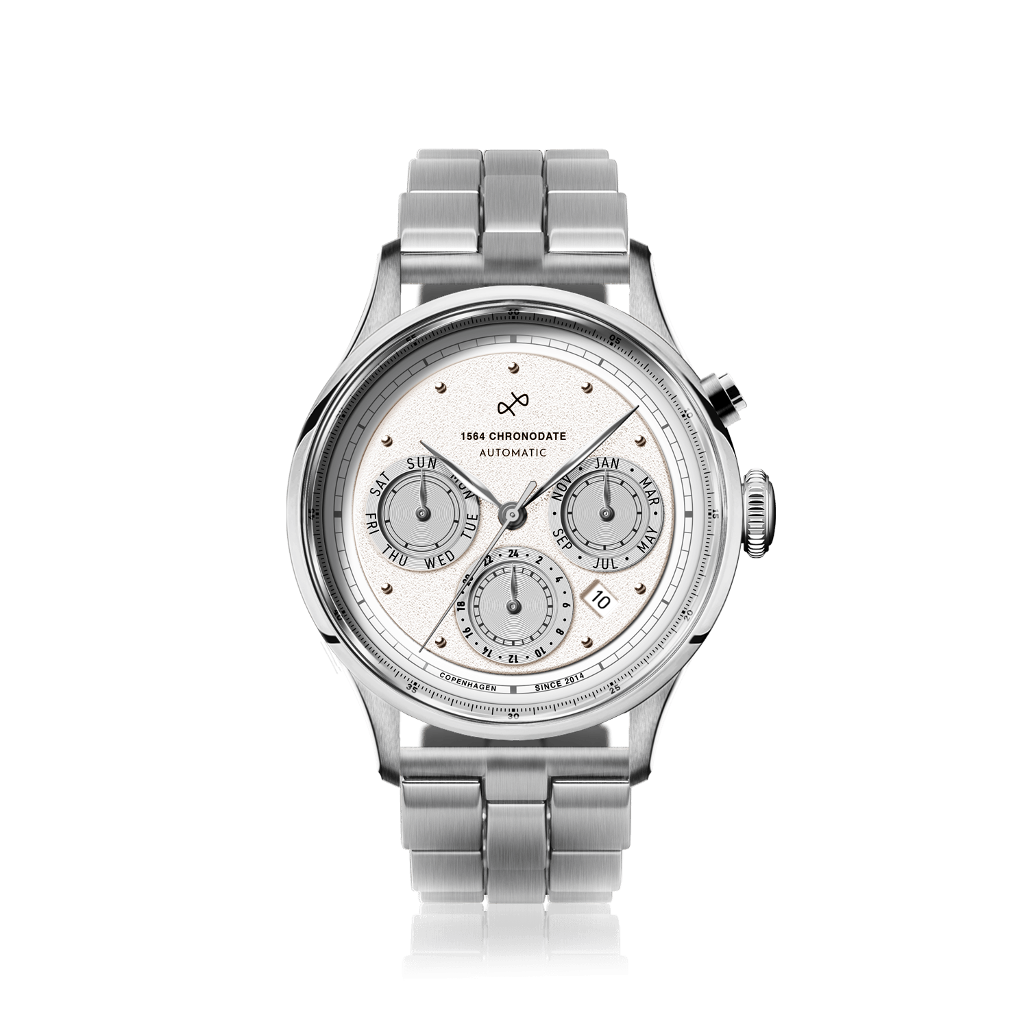 1564 Chronodate Automatic, Steel / White