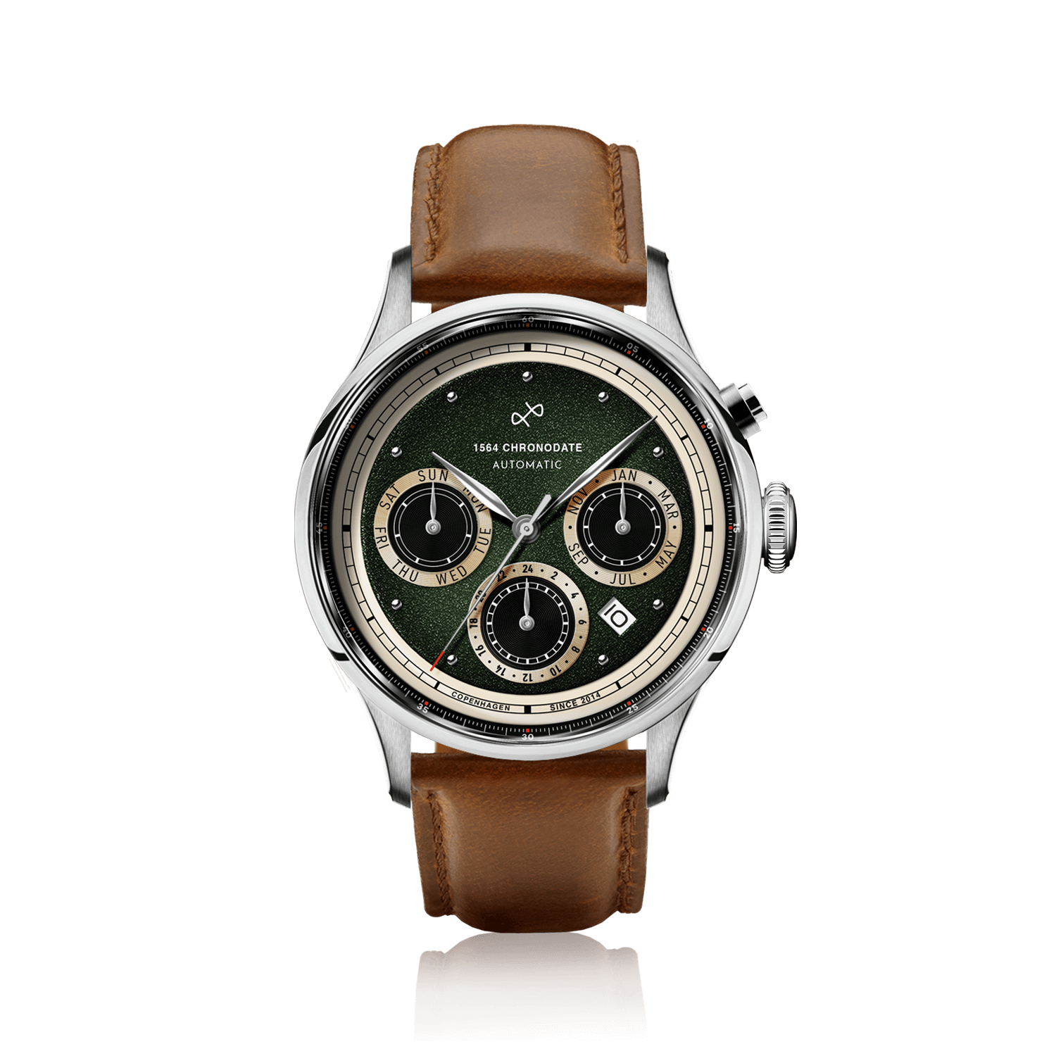 1564 Chronodate Automatic, Steel / Garnish Green