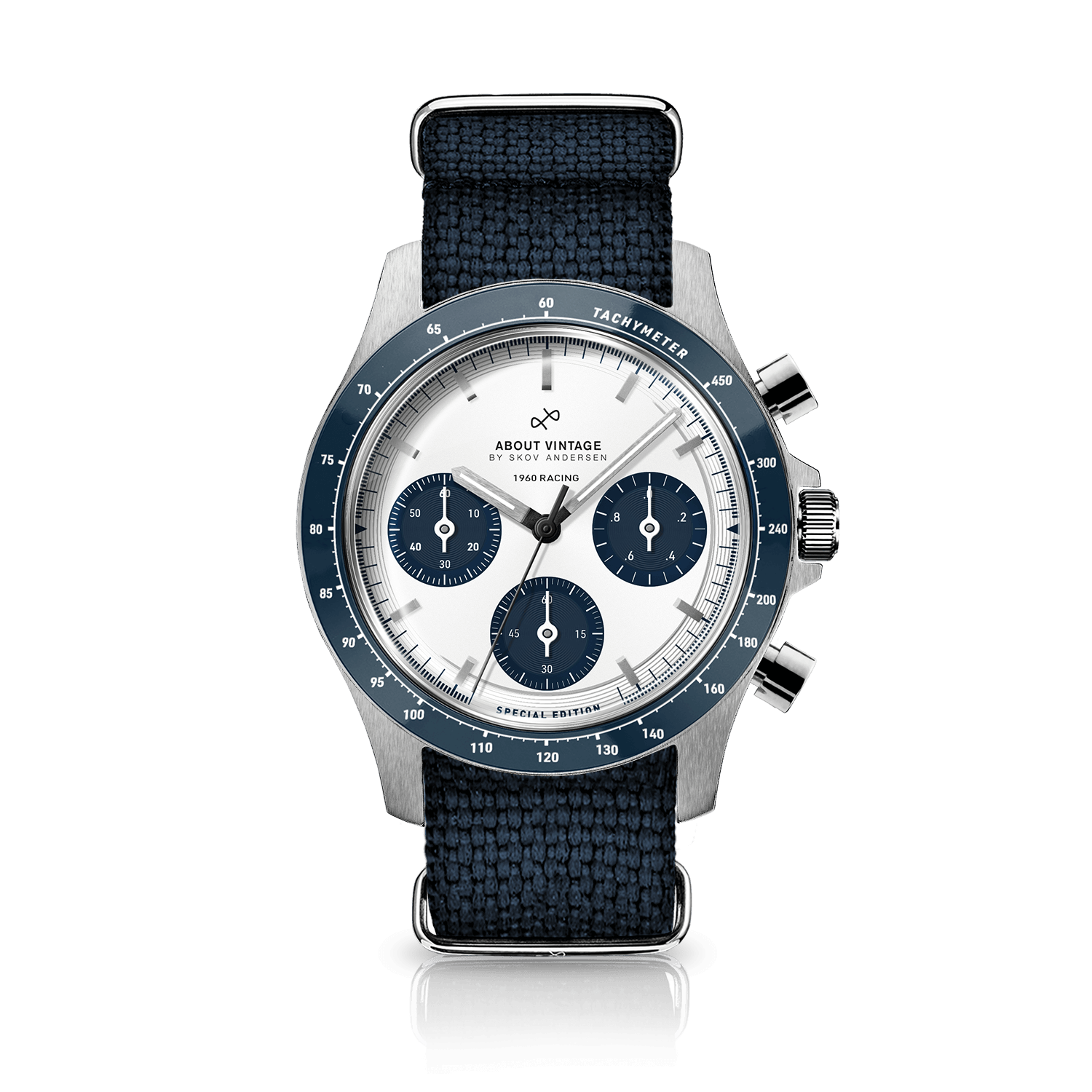 1960 Racing Chronograph, Steel / Navy & White | Free engraving | AV86
