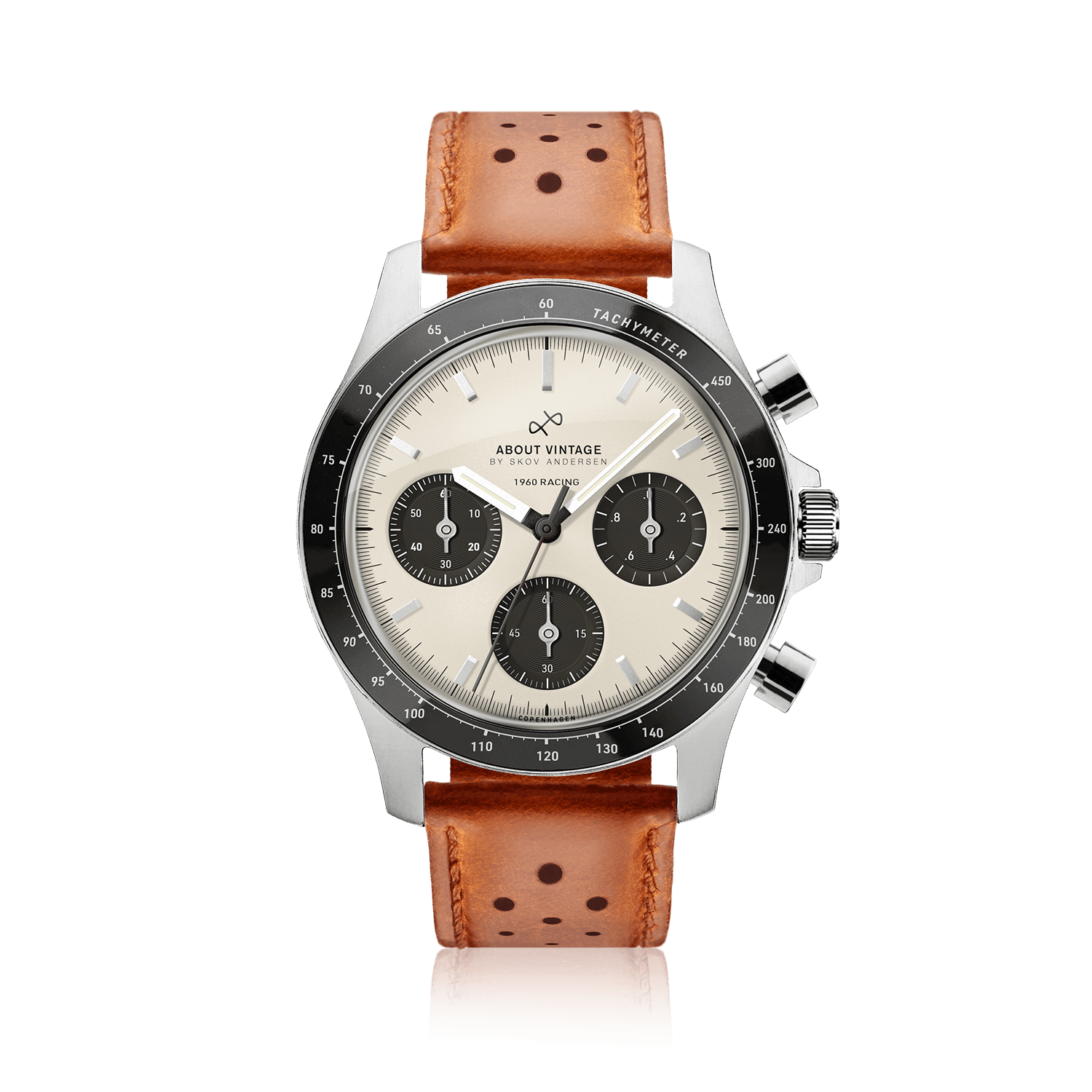 ABOUT VINTAGE（アバウトビンテージ）1960 レーシングクロノグラフ 1960 Racing Chronograph, Steel / Off White & Black | Free