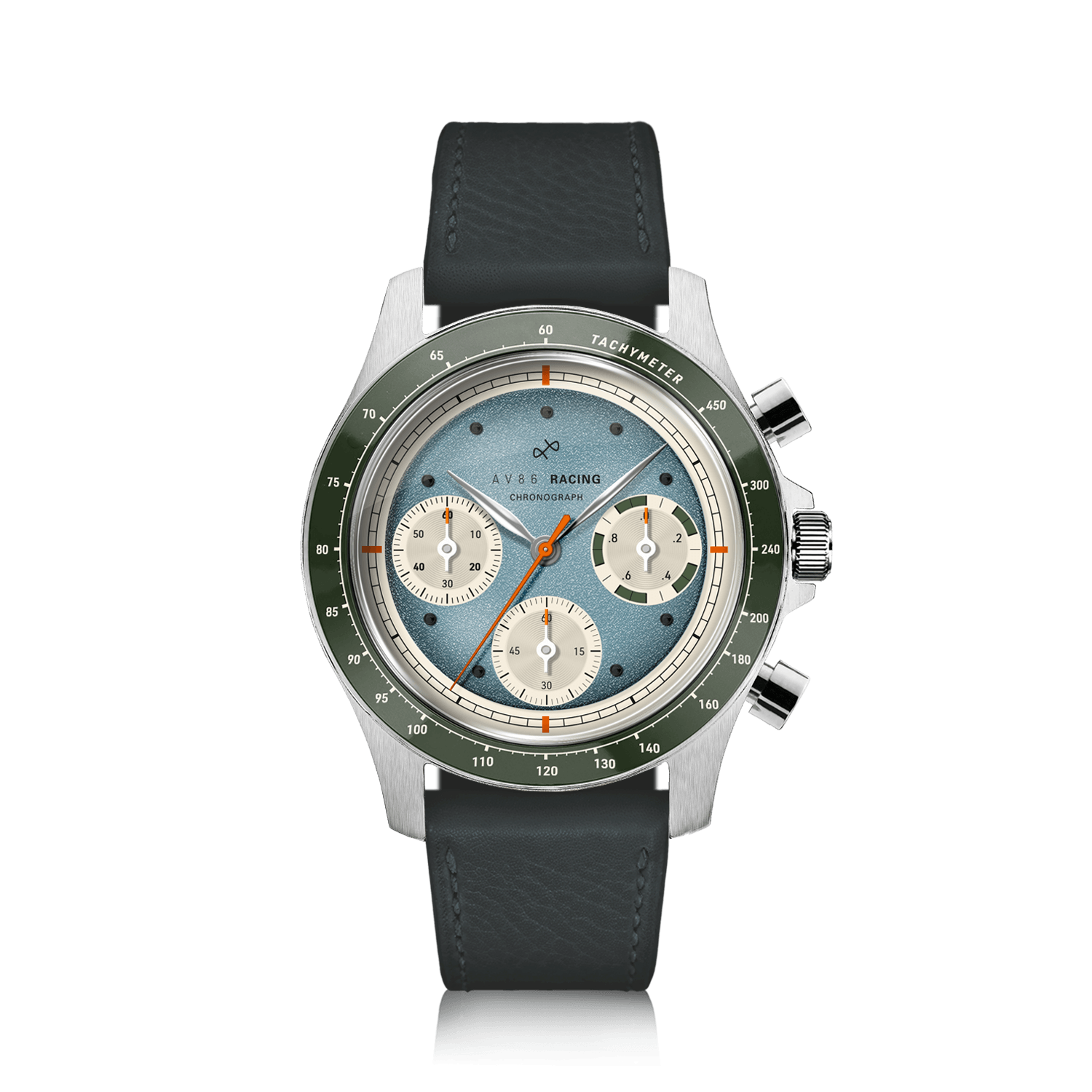 Enamel様 1960 Racing Chronograph, Steel / Sky Blue & Green | Free engraving