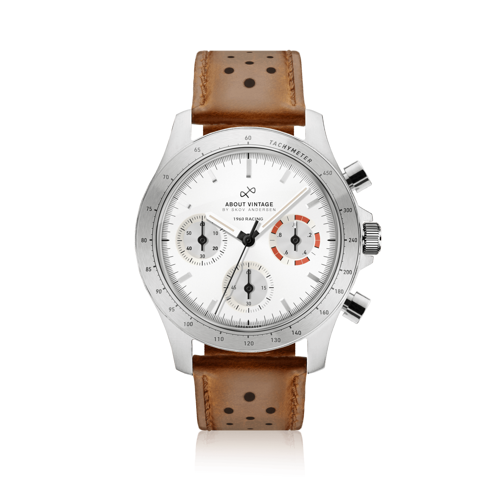 1960 Racing Chronograph, Steel / White & Deep Orange