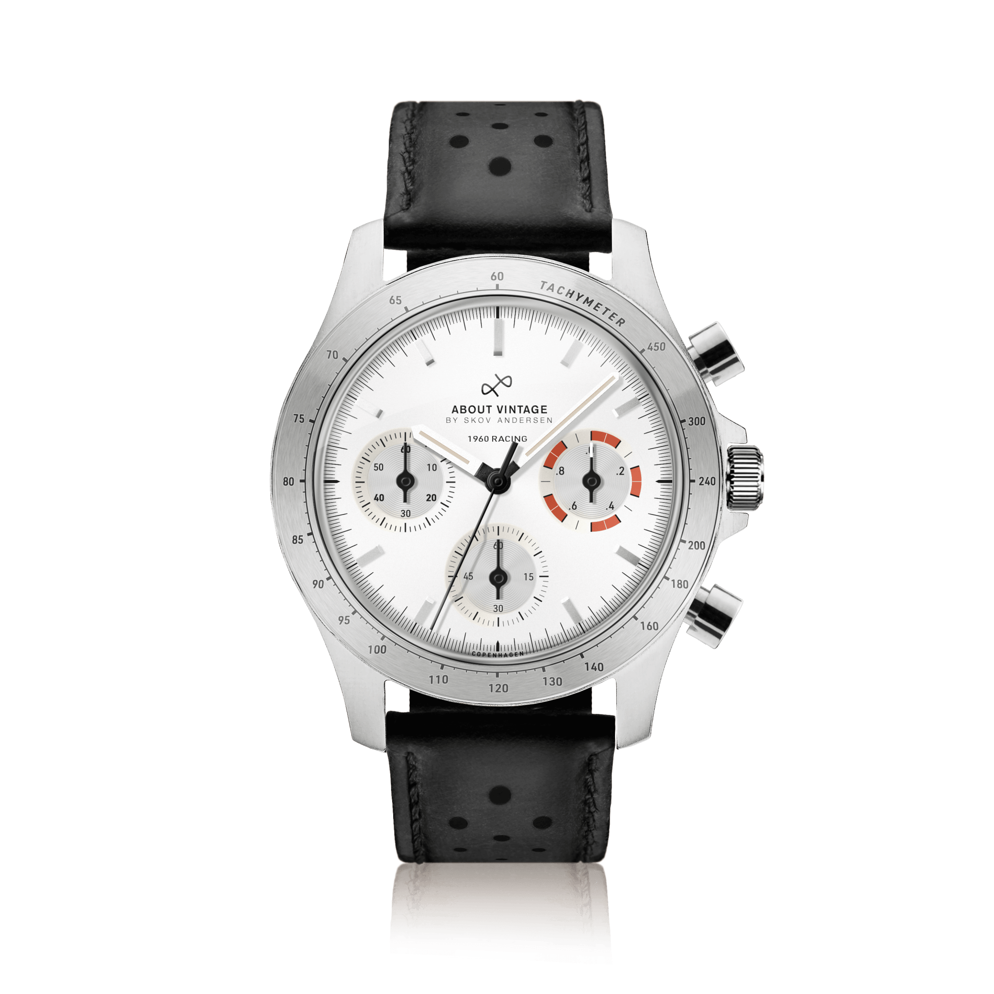 1960 Racing Chronograph, Steel / White & Deep Orange