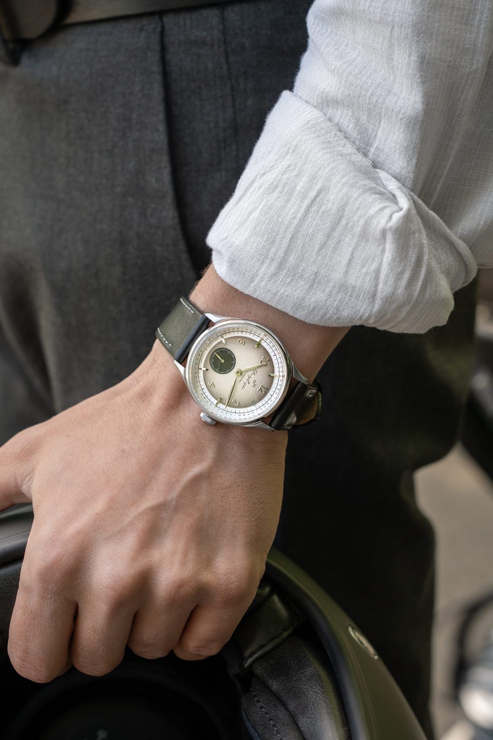 1968 Mechanical (Hand-Wound) by AV86 vintage-inspired dress watch with sapphire crystal, mechanical movement, and leather strap