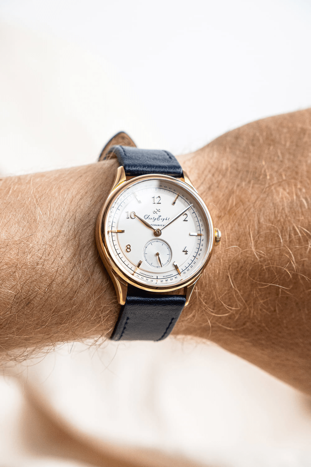 1968 Mechanical by AV86 vintage-inspired automatic dress watch with sapphire crystal and black leather strap