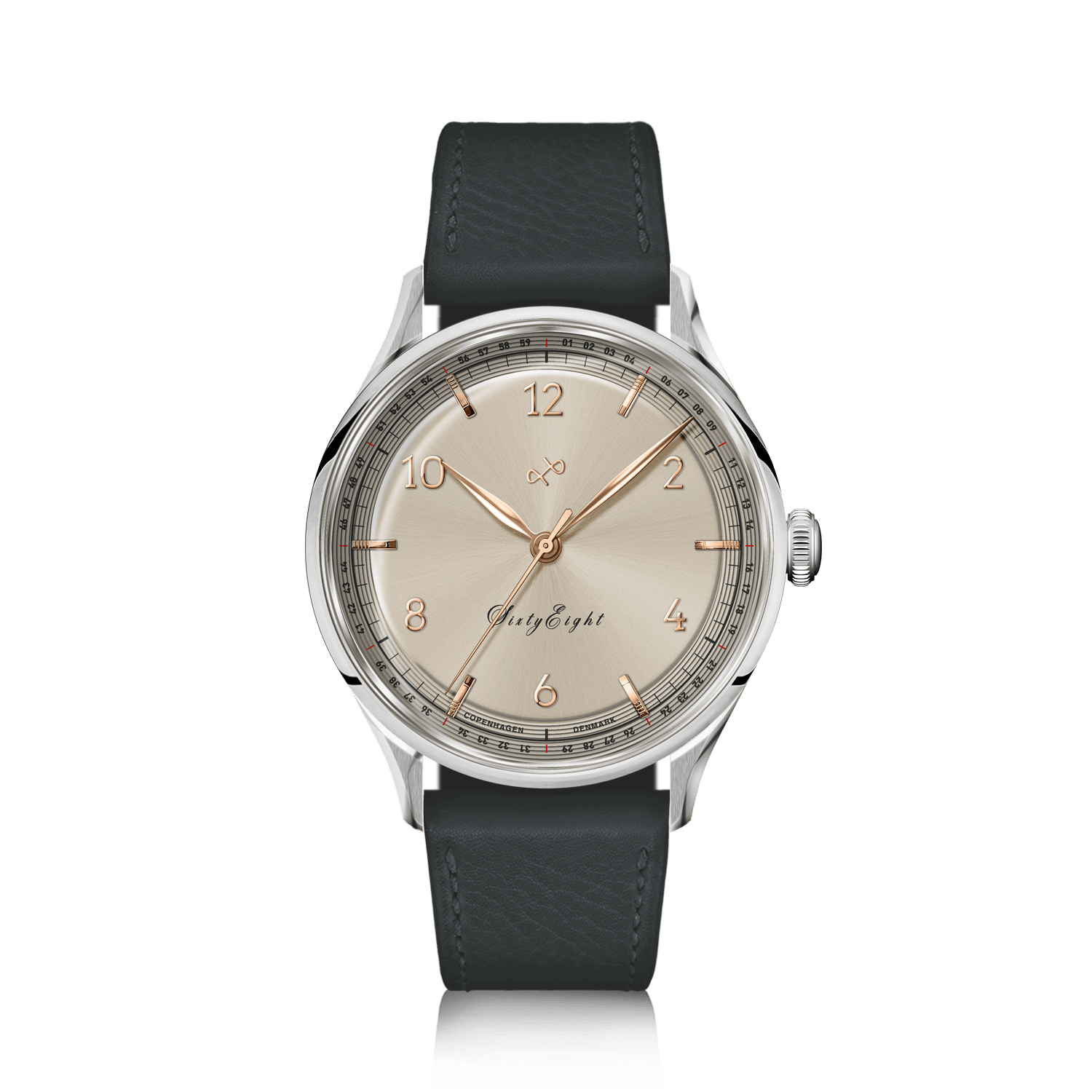 1968 Sixtyeight by AV86 vintage-inspired dress watch with sapphire crystal, elegant dial, and black leather strap