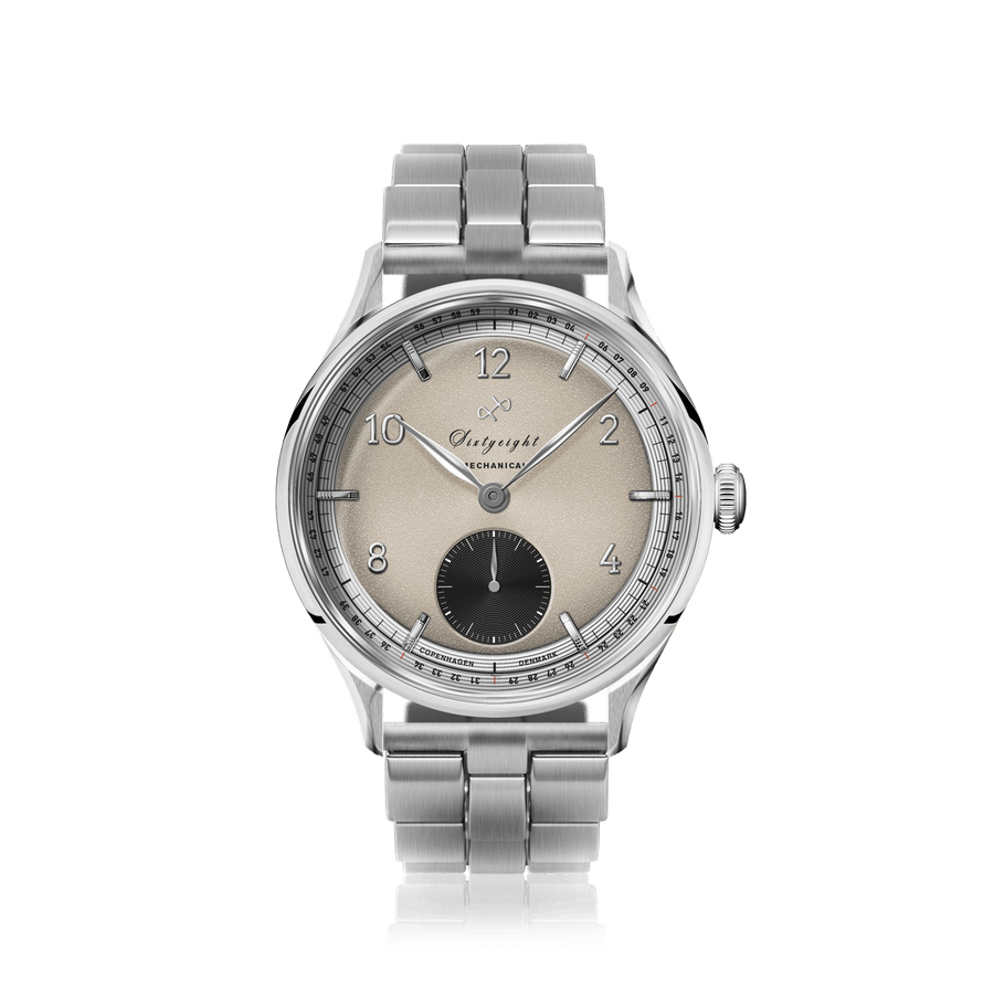 1968 Mechanical (Hand-Wound) by AV86 vintage-inspired dress watch with mechanical movement, stainless steel case, and metal bracelet strap