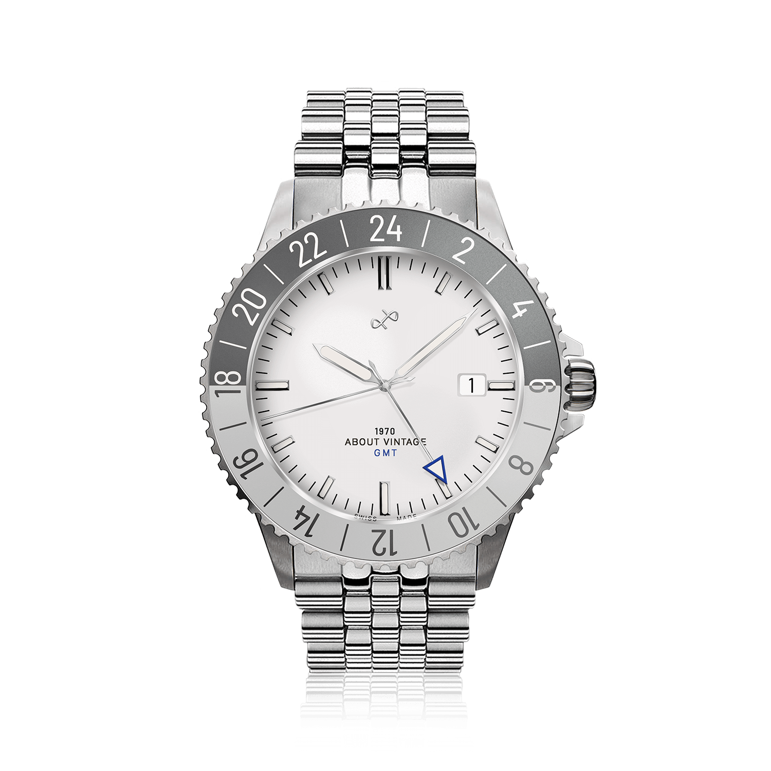 1970 Glacier GMT オートマチック、スティール / ホワイト - スイス製