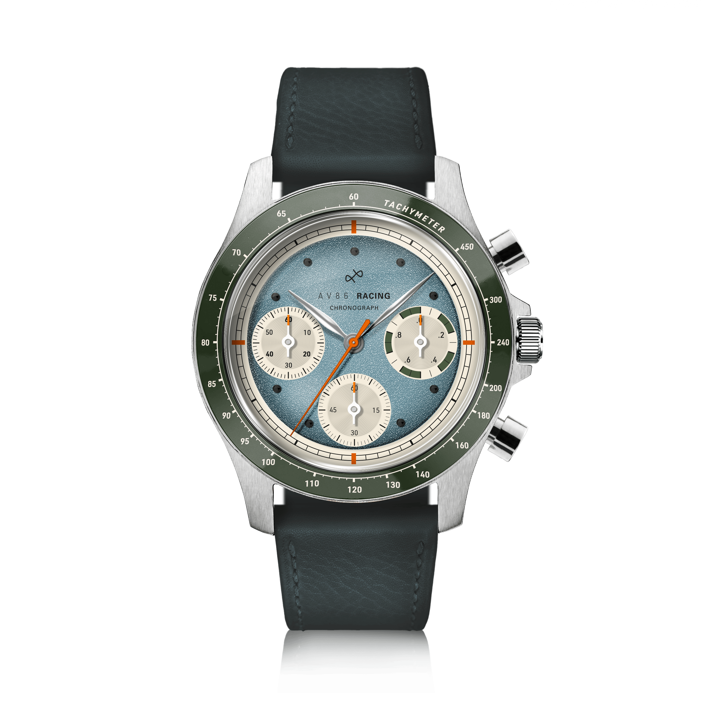 1960 Racing Chronograph, Steel / Sky Blue & Green