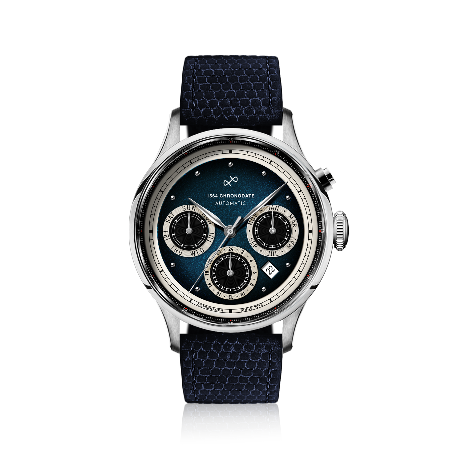 1564 Chronodate Automatic, Steel / Blue