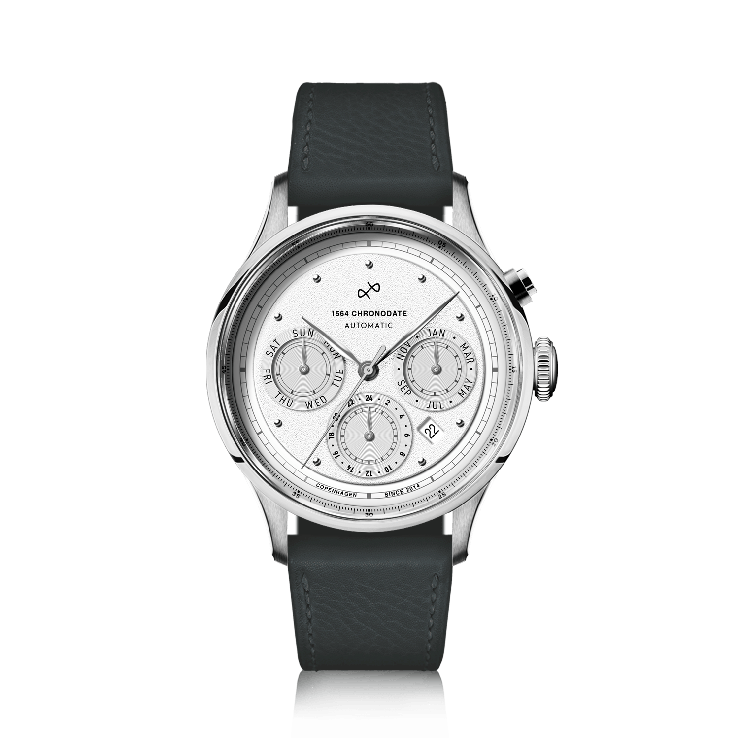 1564 Chronodate Automatic, Steel / White | Free engraving | AV86
