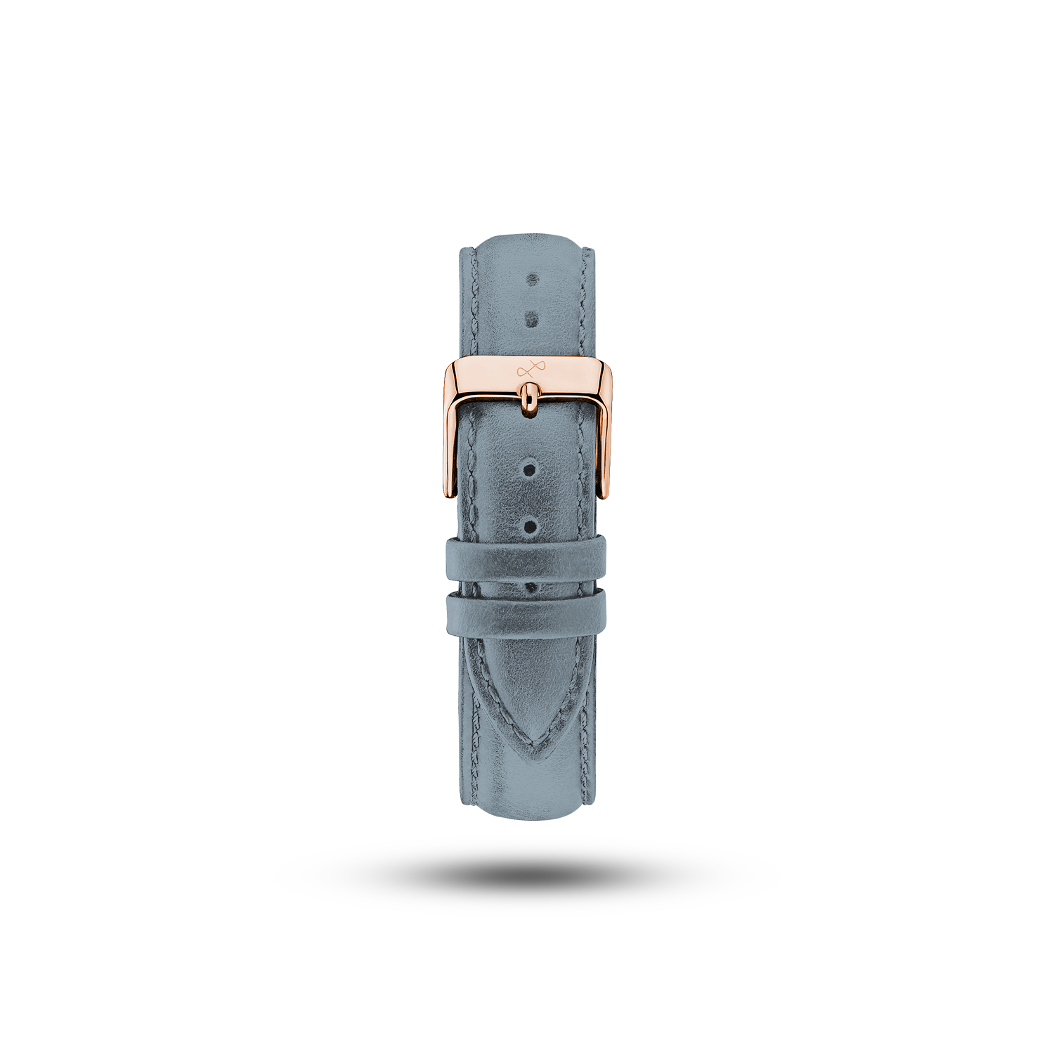 AV86의 블루 스웨이드 시계 밴드와 로즈 골드 버클로, 덴마크 디자인과 프리미엄 가죽 장인 정신이 돋보이는 제품입니다.