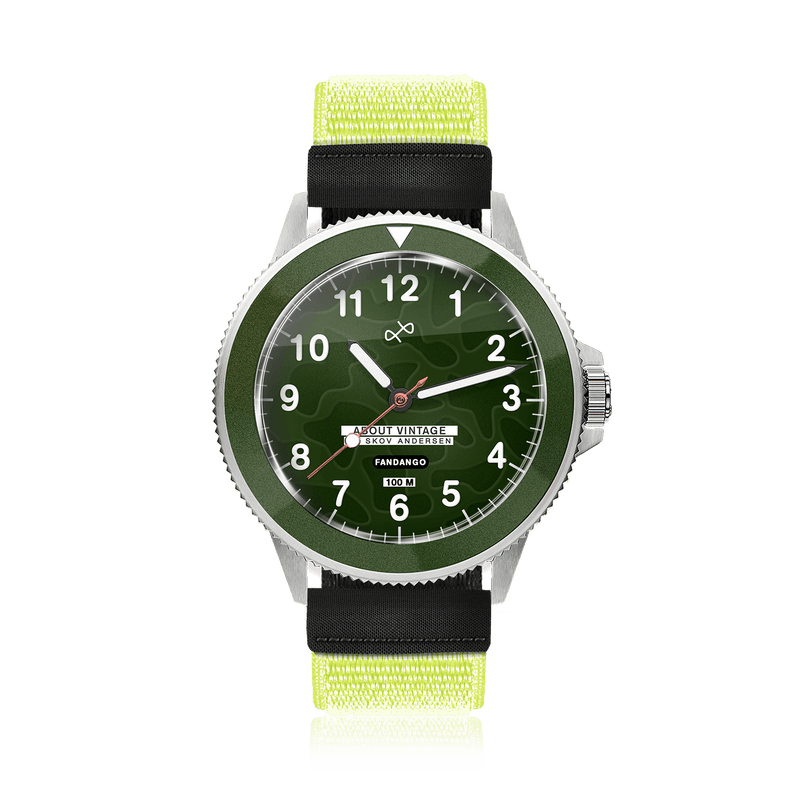 Montre pour enfant Fandango « BOB », verte / verte, de la marque AV86, avec de grands chiffres luminescents, un boîtier en acier inoxydable et un bracelet à velcro facile à ajuster