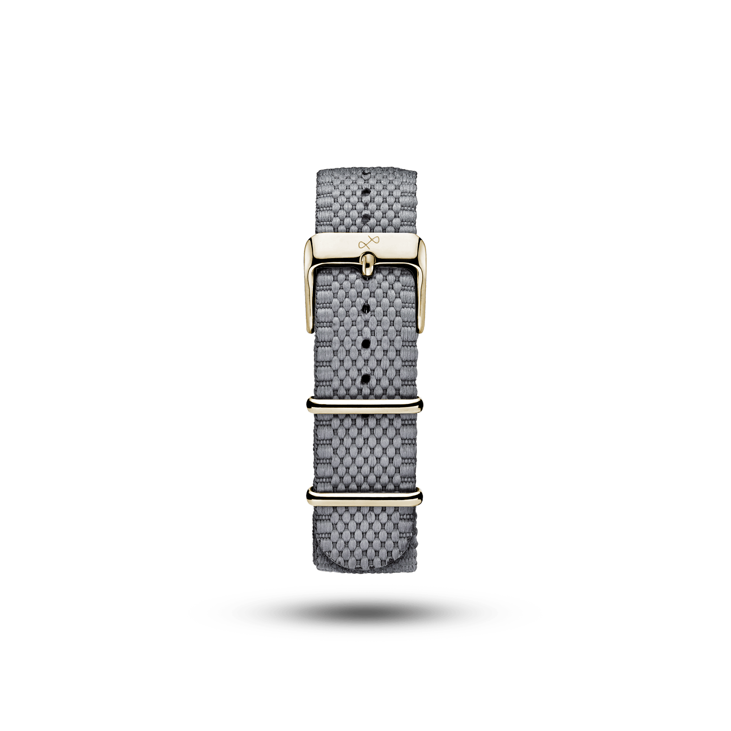 Nato - Bracelet de montre Steelstripe par AV86, présentant un motif gris texturé avec des finitions et une boucle en or poli.