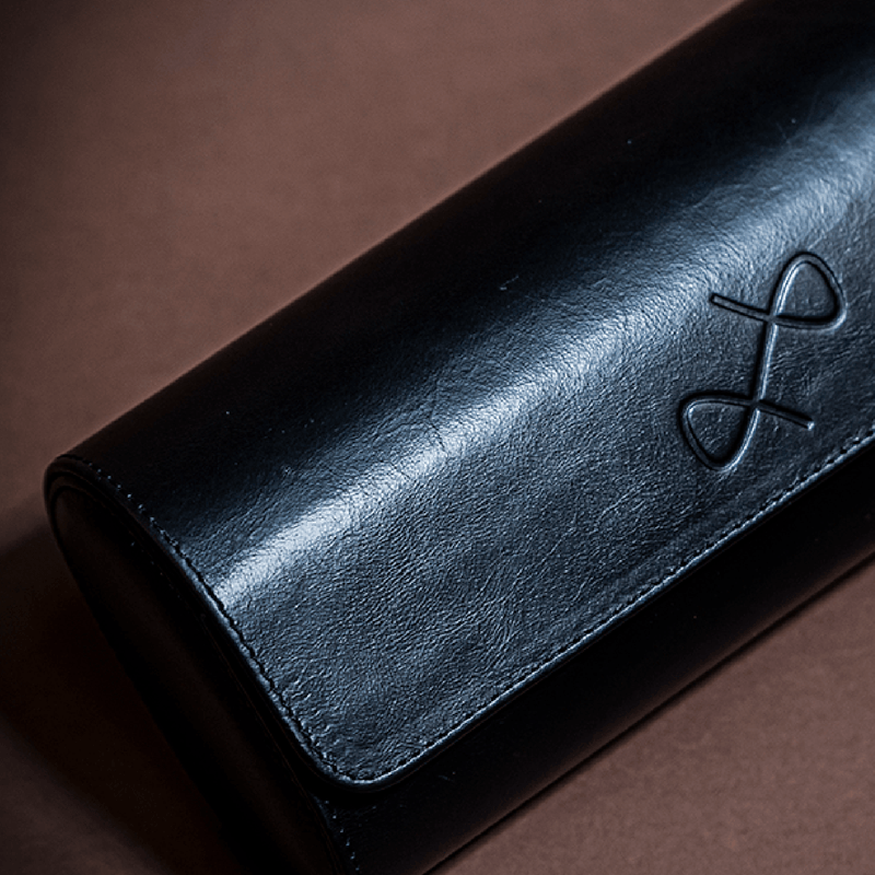 Watch Roll - Black by AV86 crafted in premium full grain leather with embossed logo, designed for secure travel storage of watches