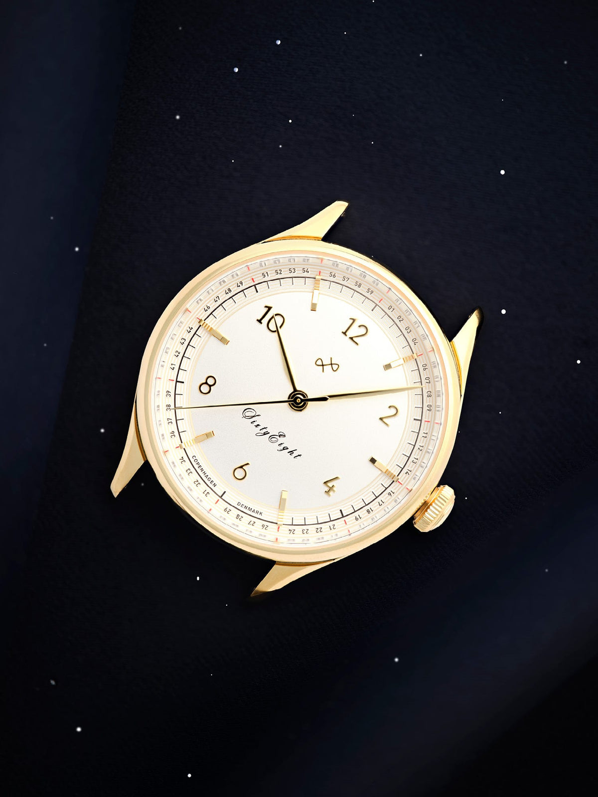 1968 Sixtyeight by AV86 vintage-inspired dress watch with sapphire crystal, gold case, white dial, and refined minimalist markers