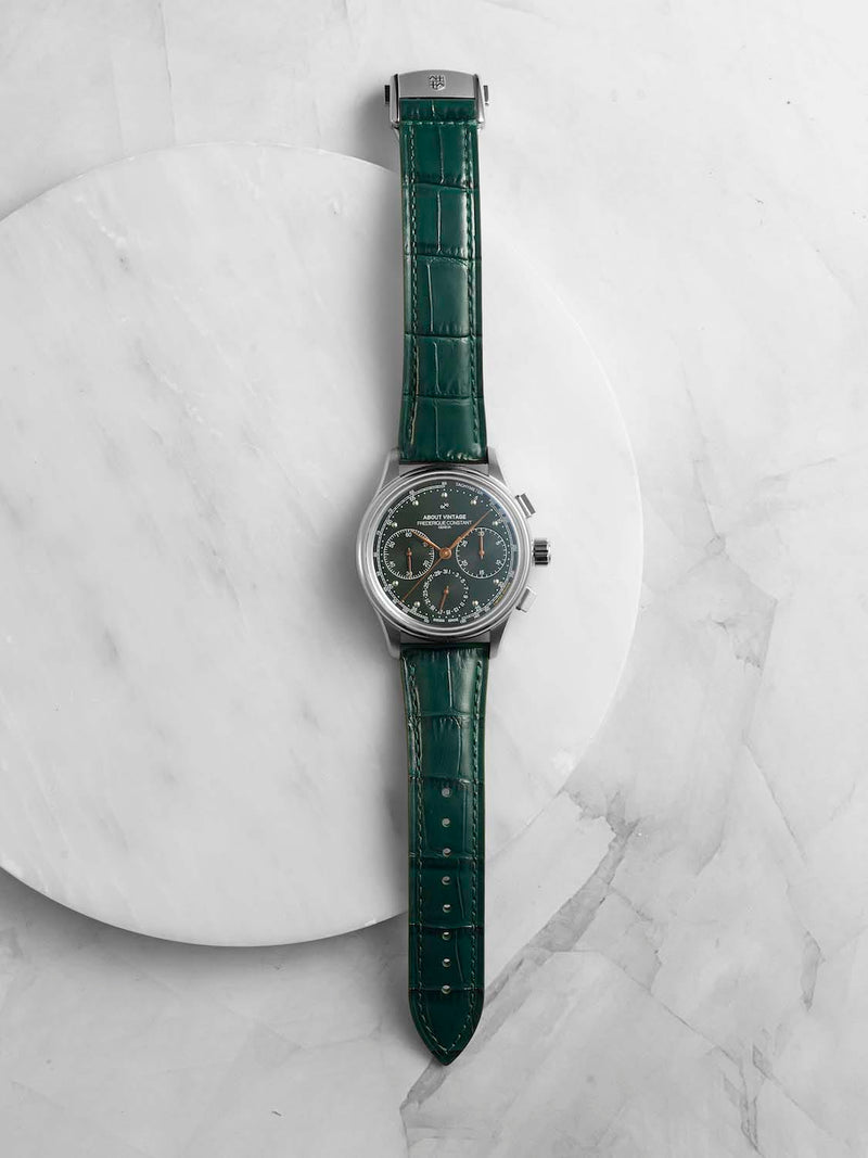 1988 Flyback, Chronographe - Édition limitée par AV86 : chronographe d'inspiration vintage avec verre saphir et bracelet en cuir