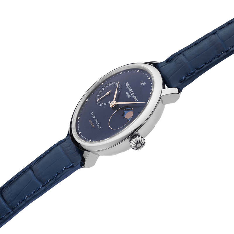 Montre automatique AV86 « Moonphase » 1988, édition limitée, avec Verre saphir, cadran d'inspiration vintage et bracelet en cuir
