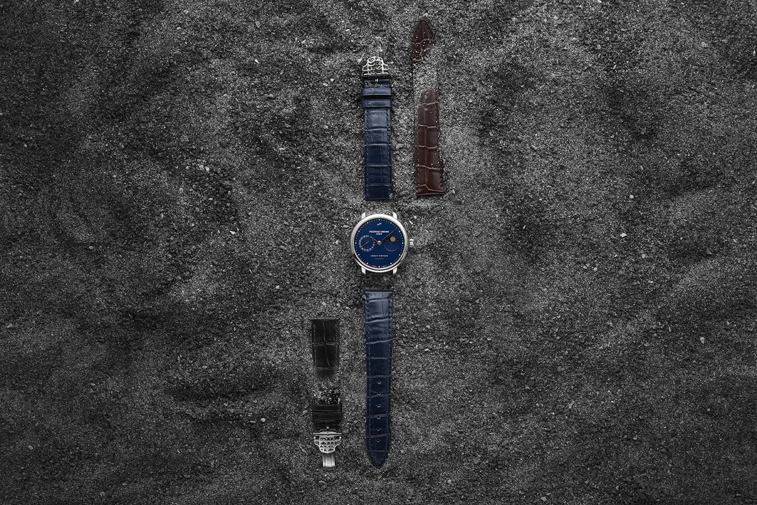 Montre automatique à phase lunaire « 1988 Moonphase », Édition limitée par AV86, dotée d'un verre saphir et de plusieurs bracelets en cuir interchangeables