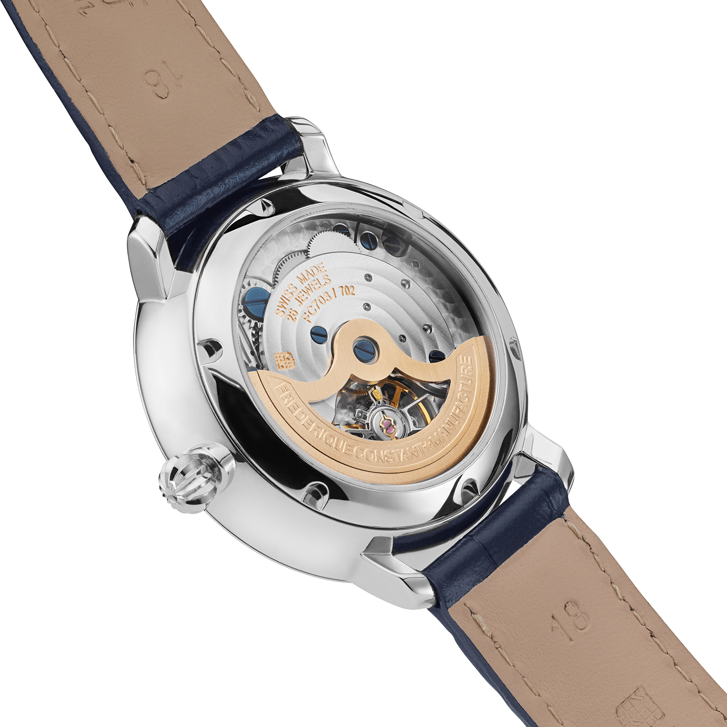 1988 Moonphase, limitierte Edition von AV86 – Automatik-Uhr mit Mondphasenanzeige, Saphirglas und Lederarmband, Sichtboden