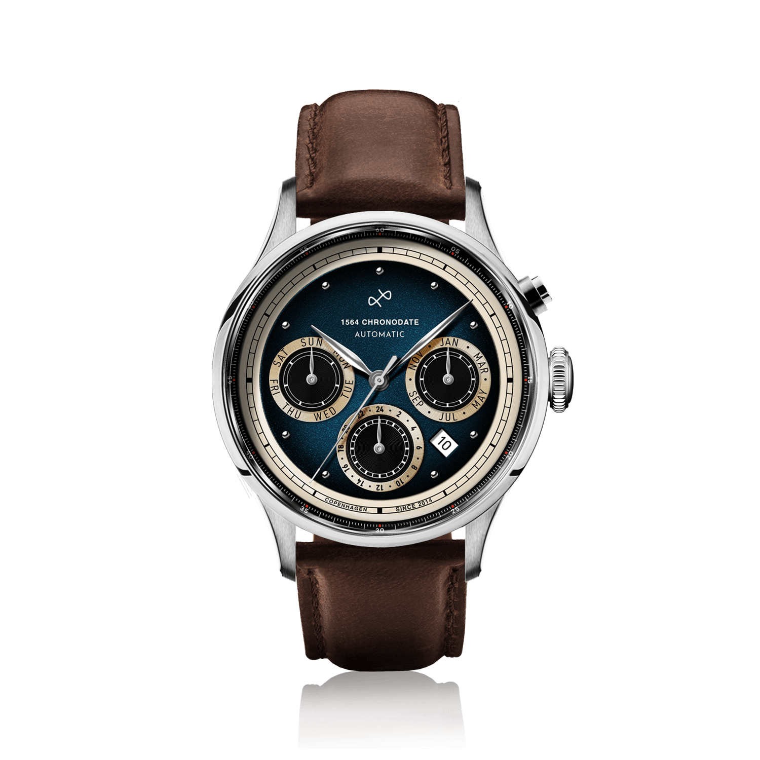 1564 Chronodate Automatic, Steel / Blue