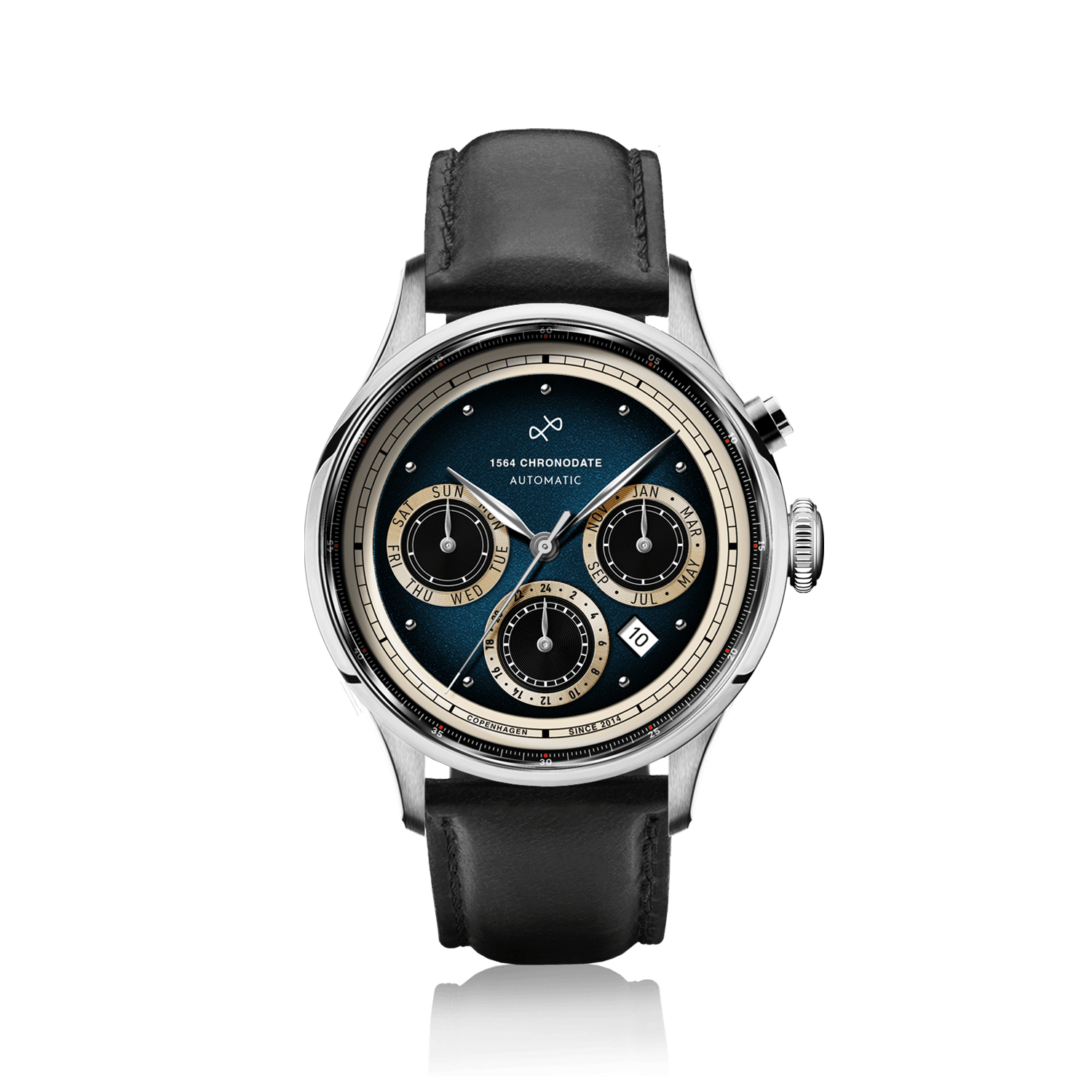 1564 Chronodate Automatic, Steel / Blue