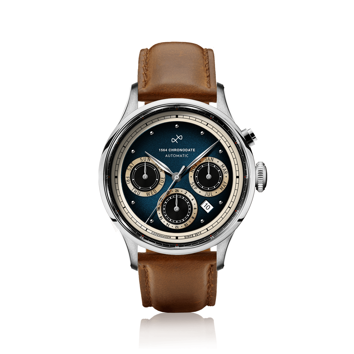 1564 Chronodate Automatic, Steel / Blue