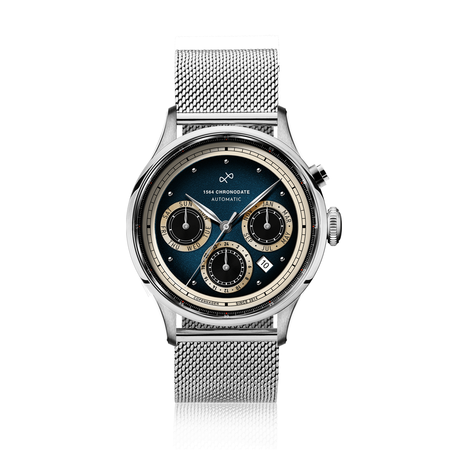 1564 Chronodate Automatic, Steel / Blue