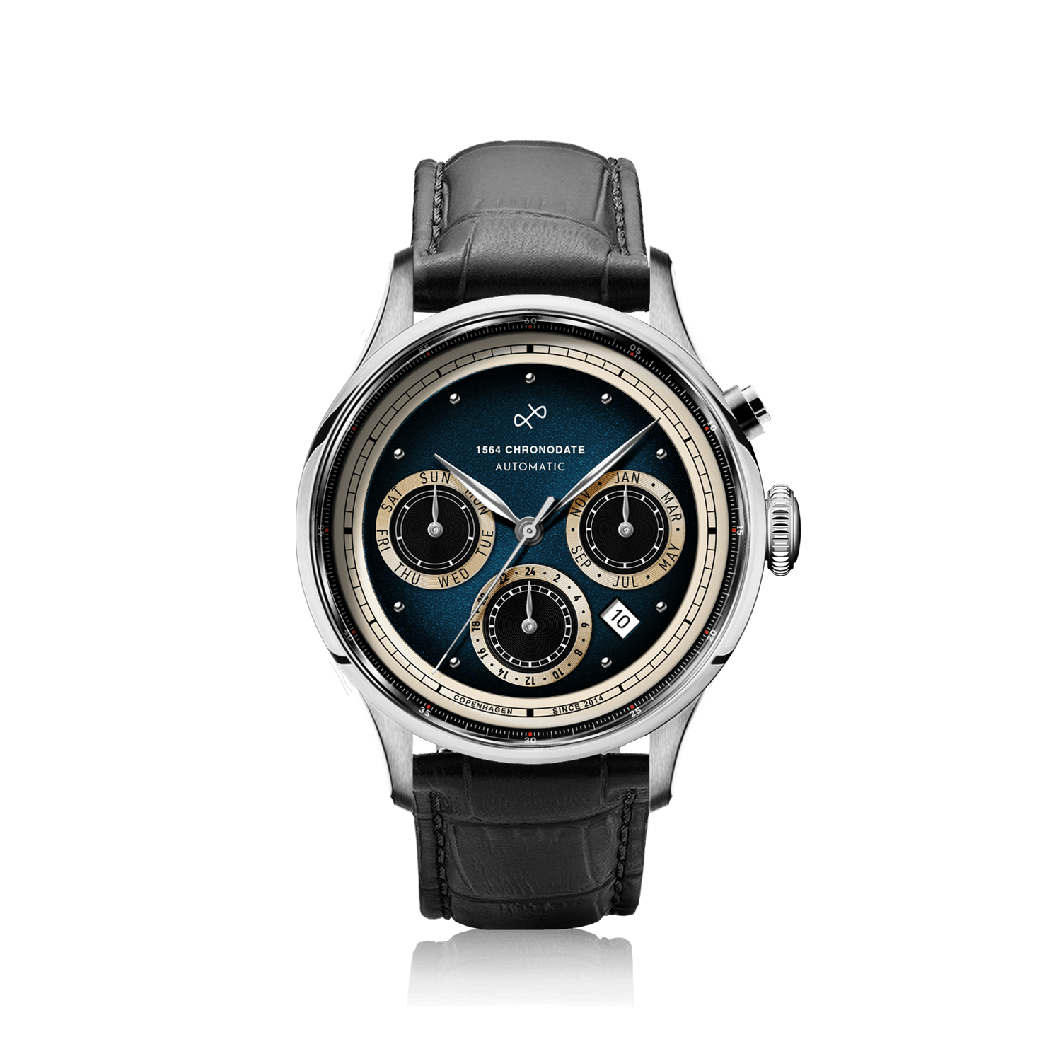 1564 Chronodate Automatic, Steel / Blue