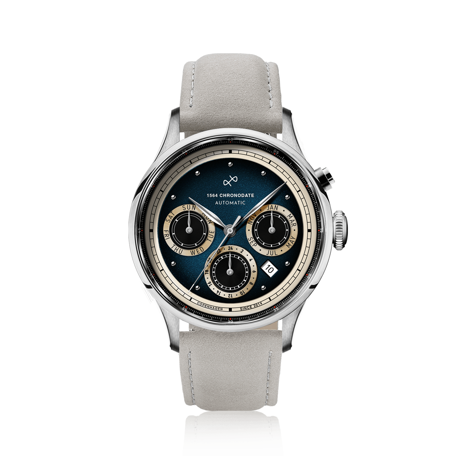 1564 Chronodate Automatic, Steel / Blue