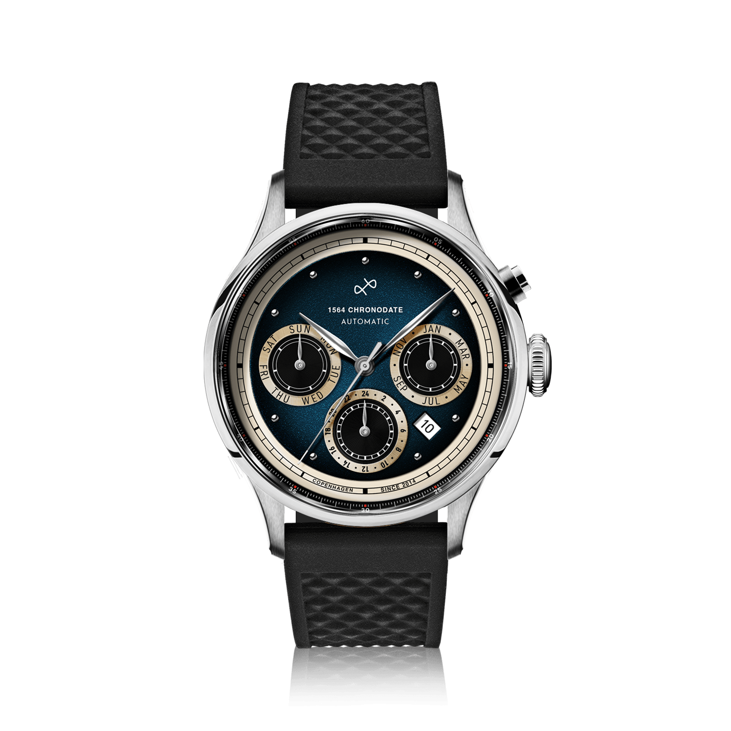 1564 Chronodate Automatic, Steel / Blue